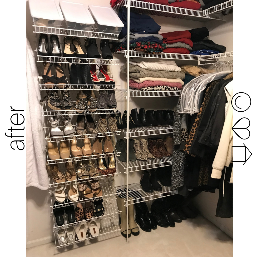 Bedroom closet organization after