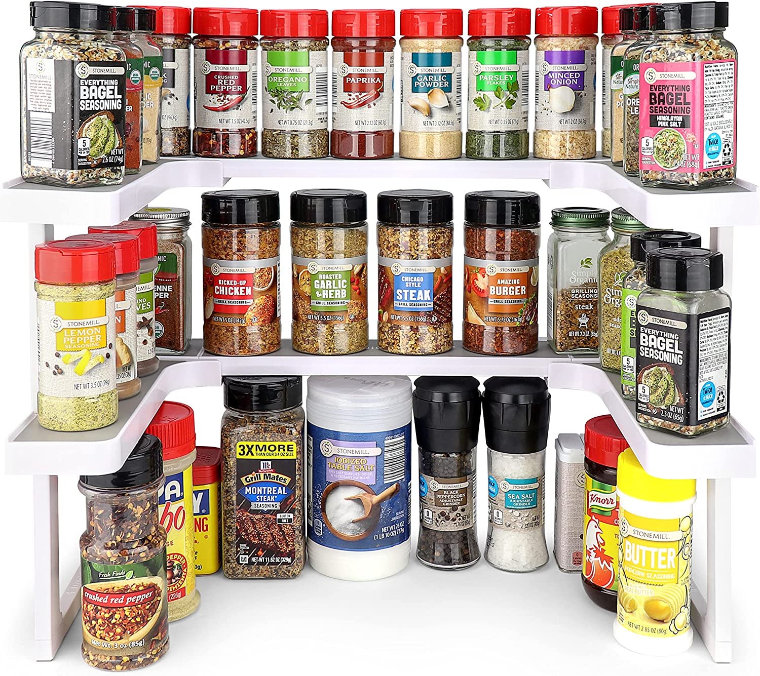 Expandable 2 tiered spice rack organizer