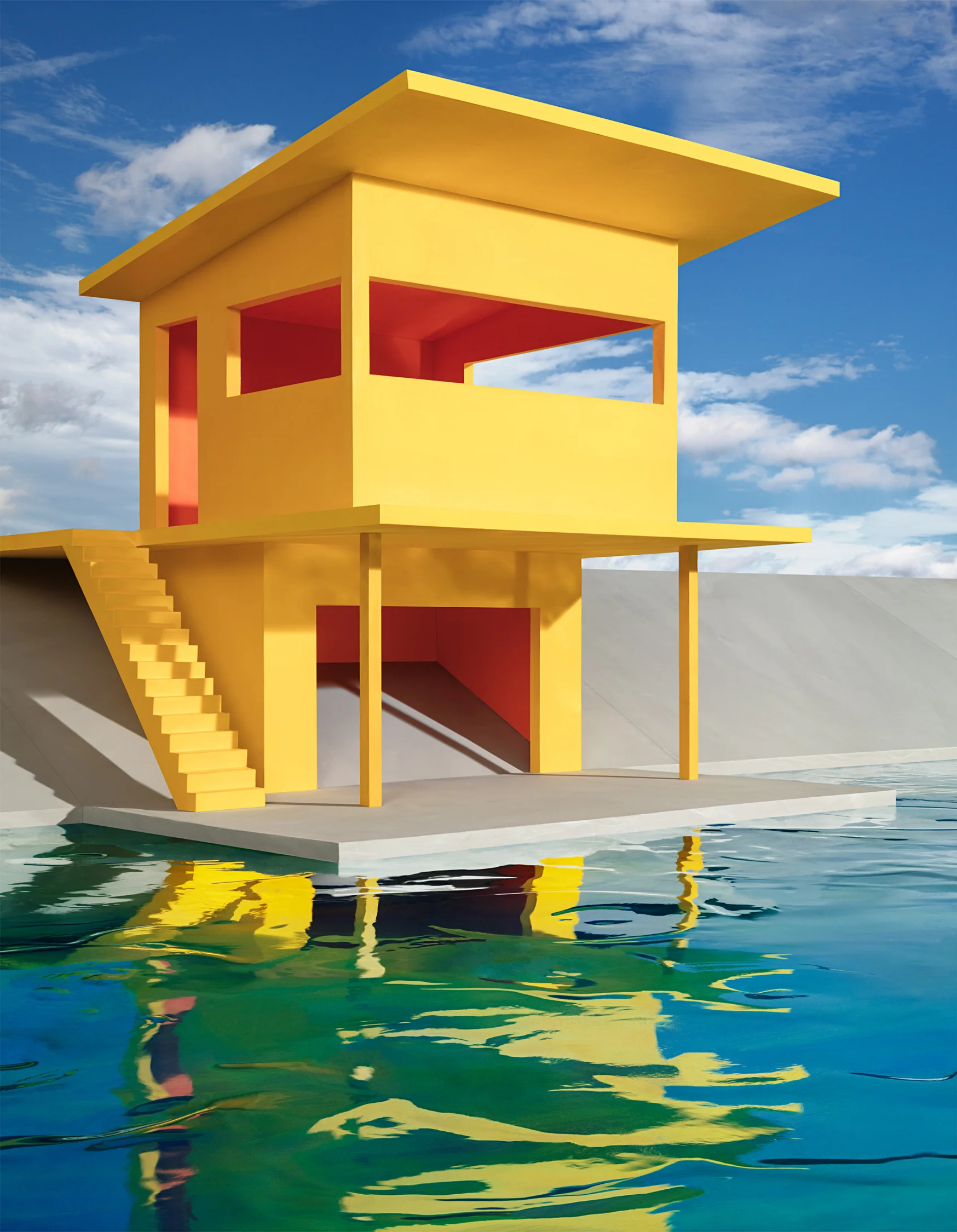 Bright Yellow House on Water , 2018
