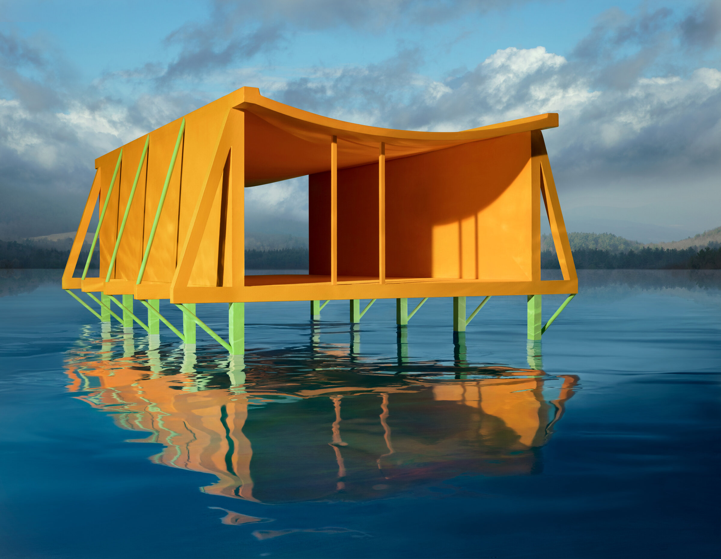   Orange House on Water , 2019 