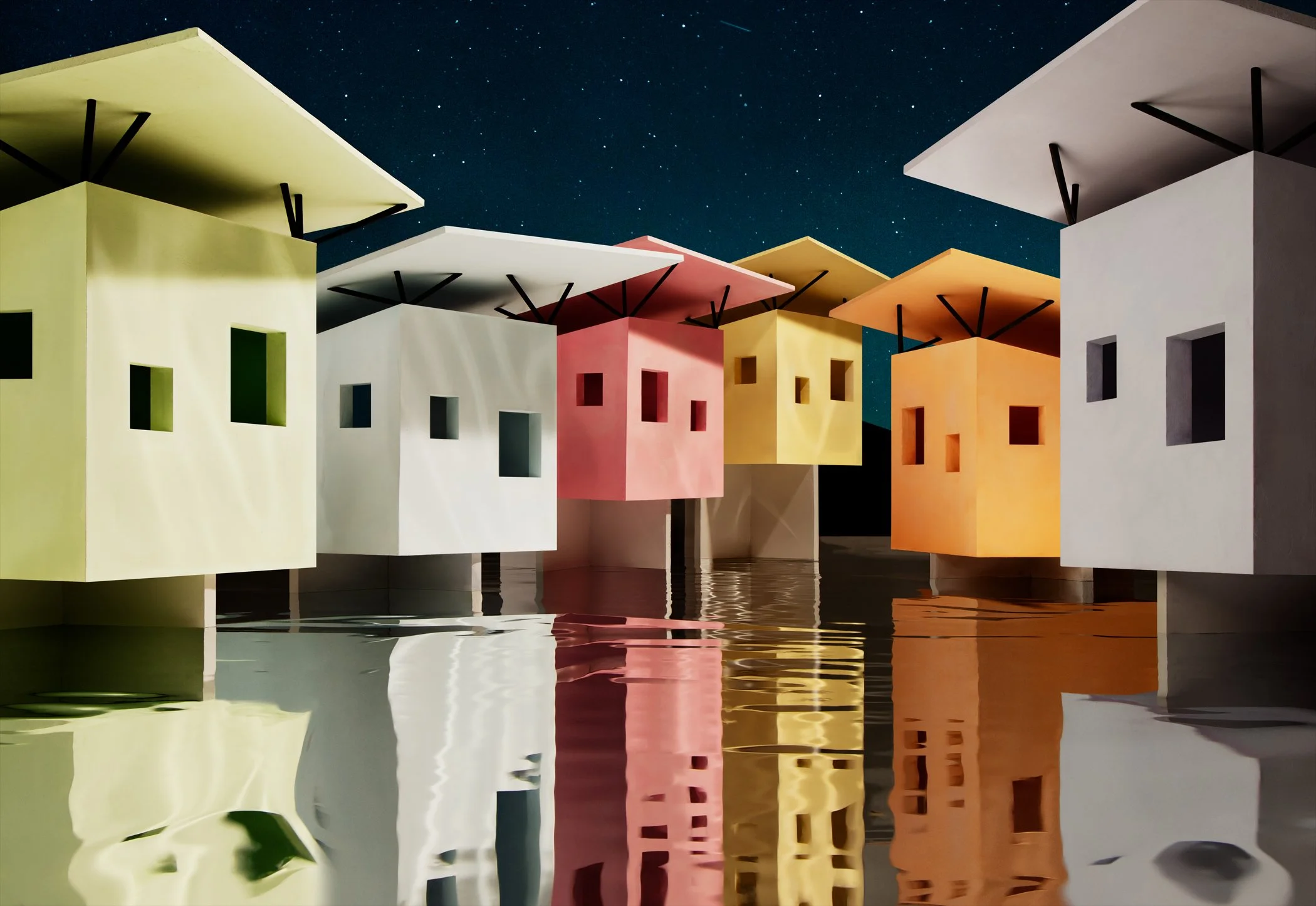   Beach Huts (Night) , 2024 