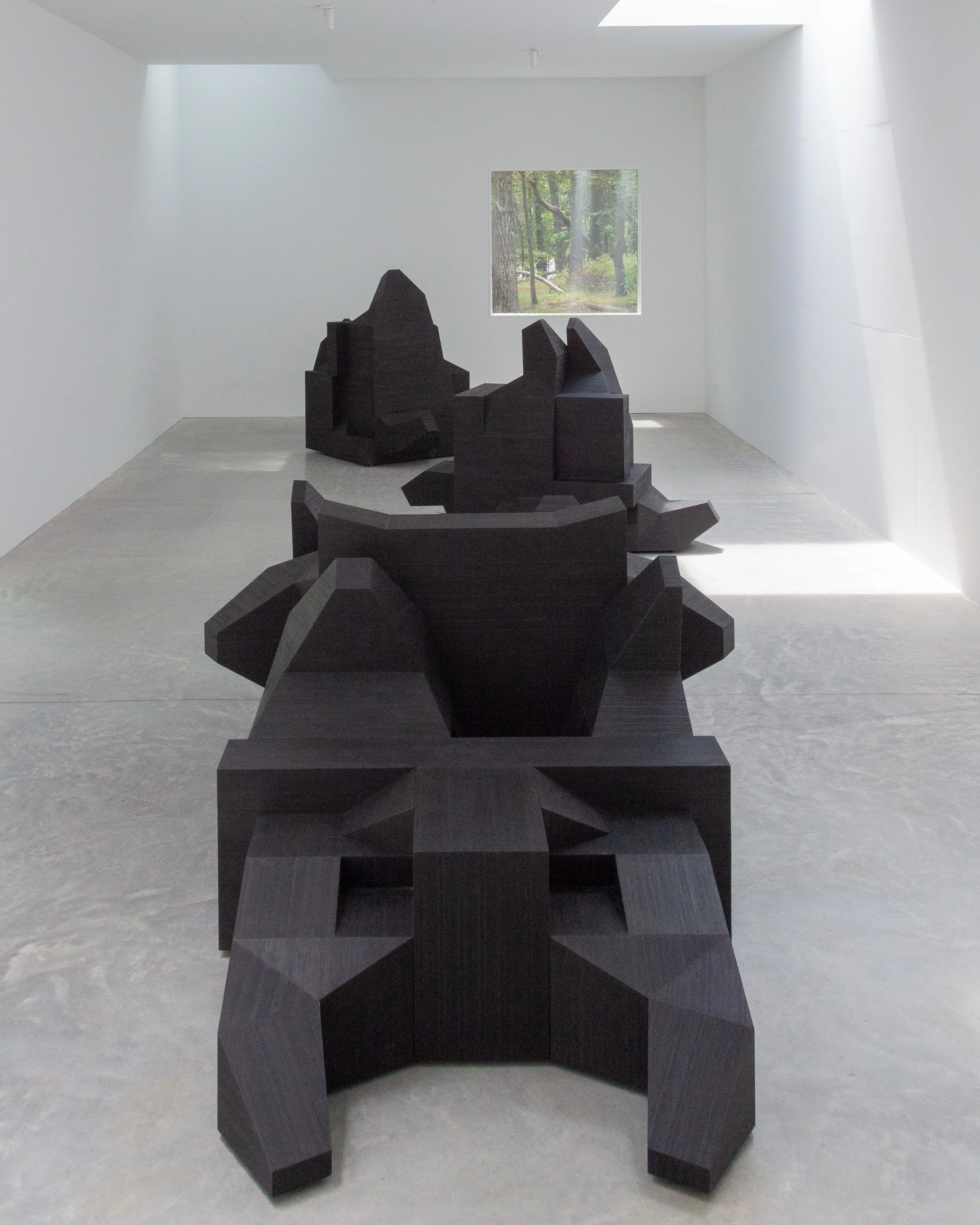   Shou Sugi Ban Sculpture,  Installation view: 'T' Space, Rhinebeck, NY, 2024 