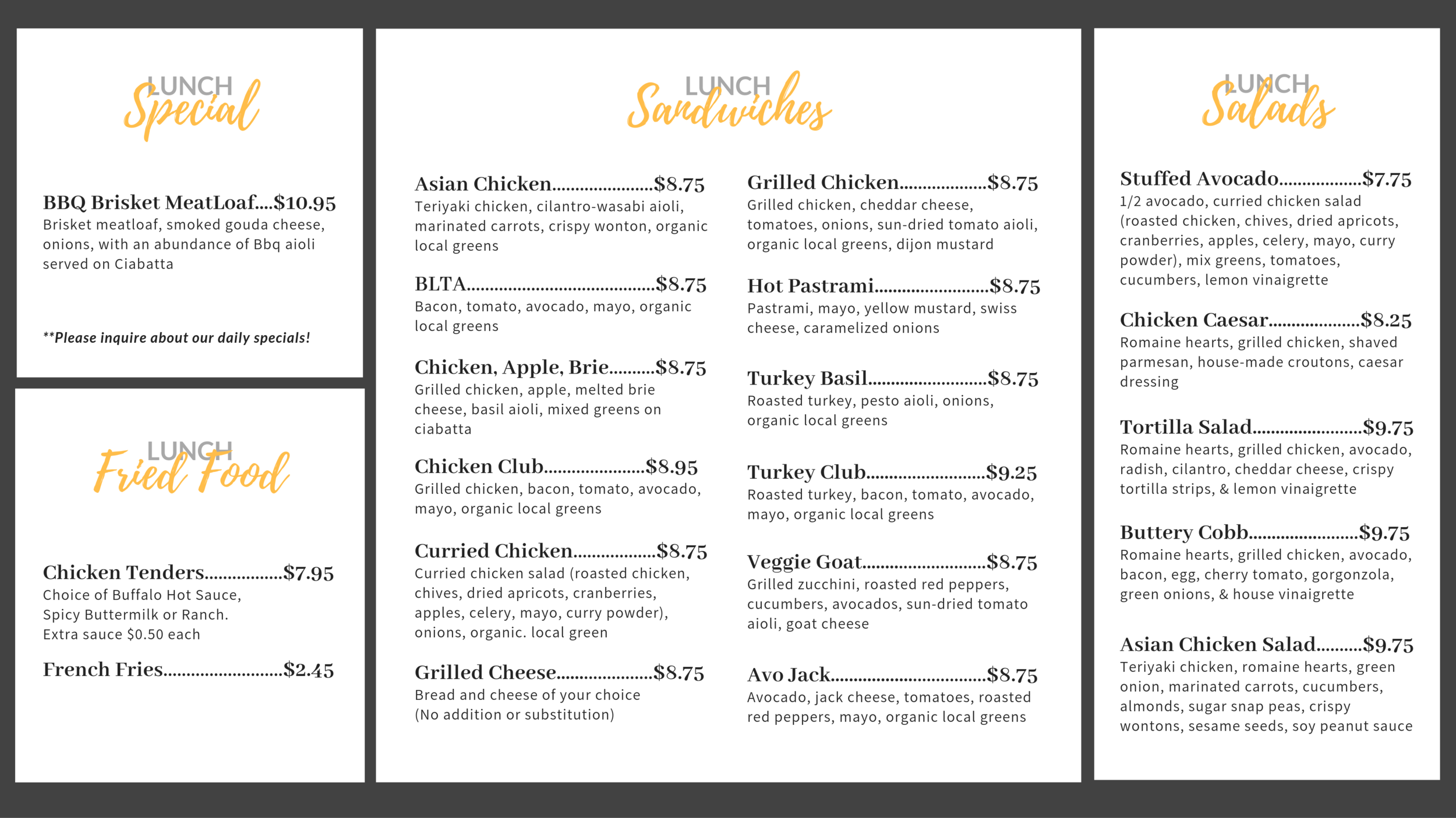 TV Menu — Buttery Bakery