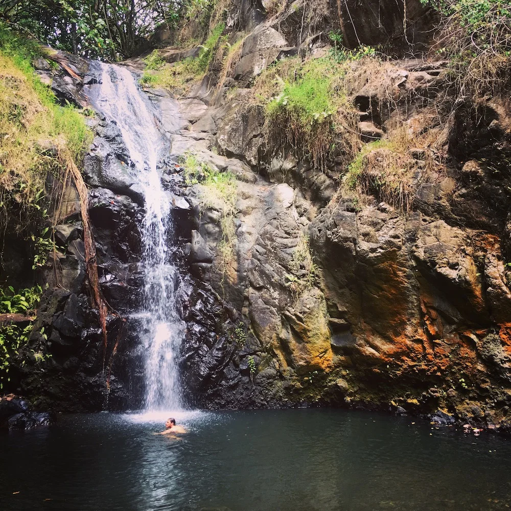 A beautiful waterfall and pool all to ourselves in Ua Poa.