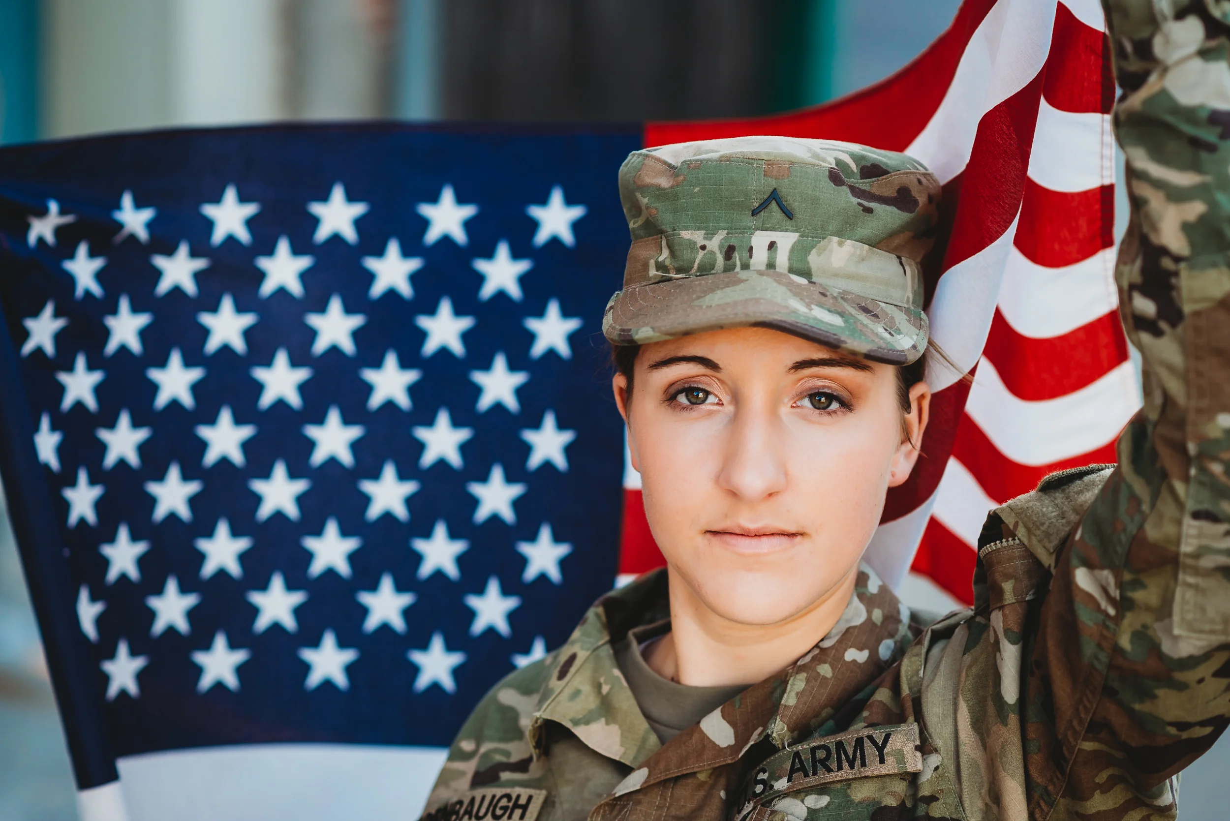 american flag, soldier senior photos, flag, mcpherson kansas senior