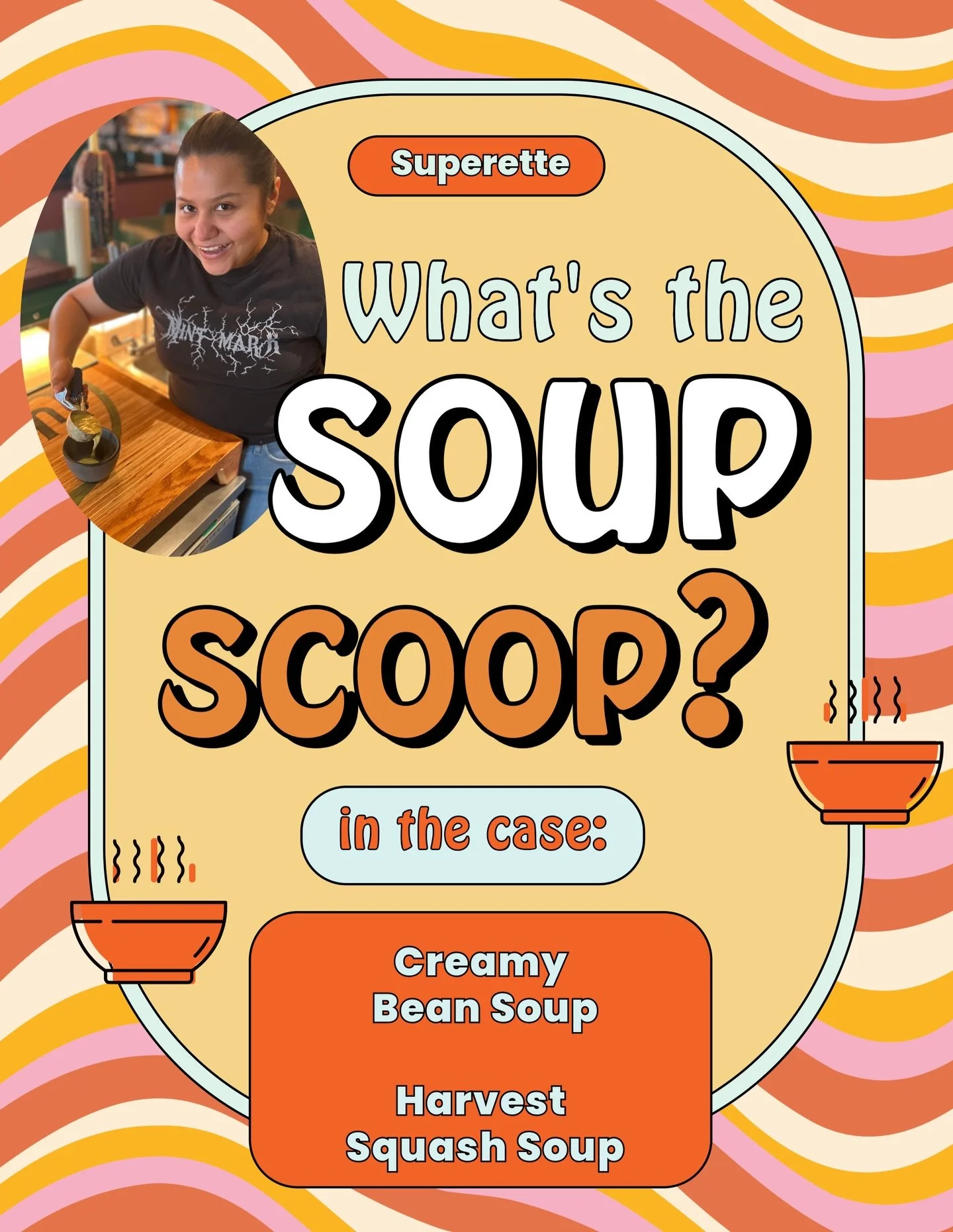It&rsquo;s time for your weekly soup scoop! Both vegetarian this week, y&rsquo;all!
🍲 
SOUP SCOOP 12/5 :
1. Creamy Bean Soup
2. Harvest Squash Soup
#nomnom #yumyum #soupscoop #superettesoupscoop #mintmarkfml
