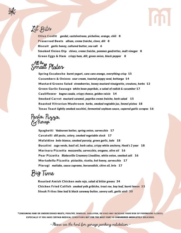 Mintar Menu Dinner Menu — Mint Mark