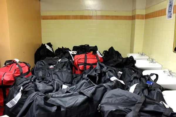 These are the bags we unloaded late Saturday night into a storage room at the hospital.
