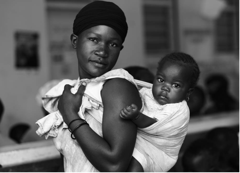Mom and baby waiting for clinic care
