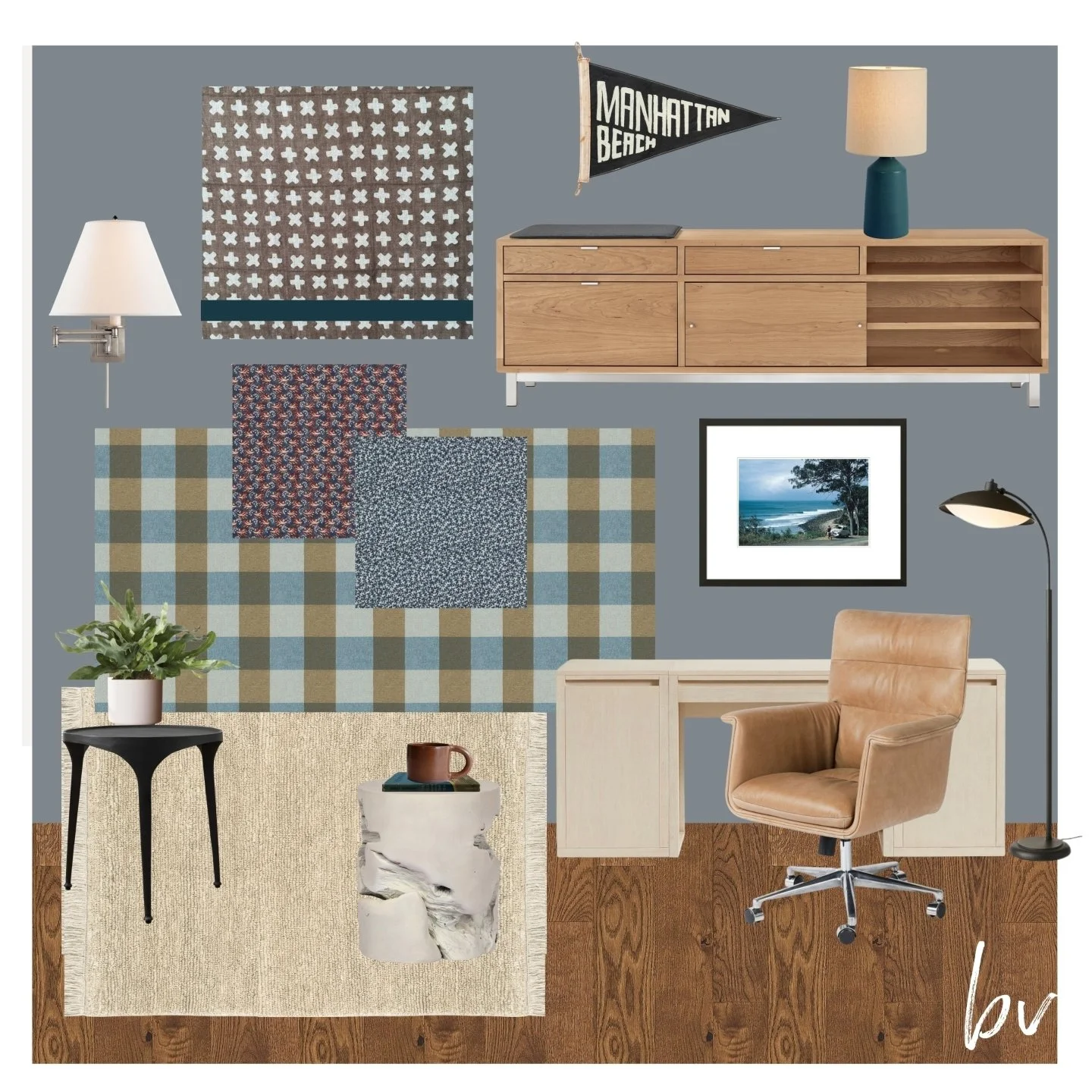 Work, unwind, and channel seaside inspiration🌊 
Manhattan Beach home office n the works