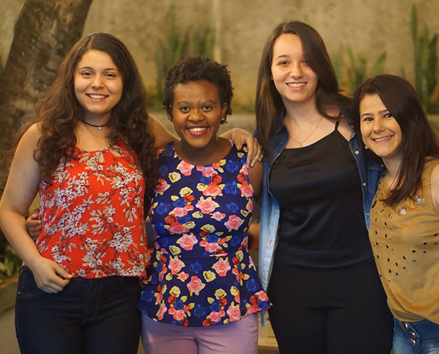 Nammy with students from Gringo English in Brazil