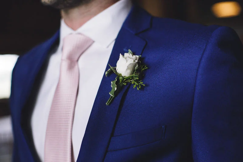 groom boutonniere at zingermans cornman farms wedding