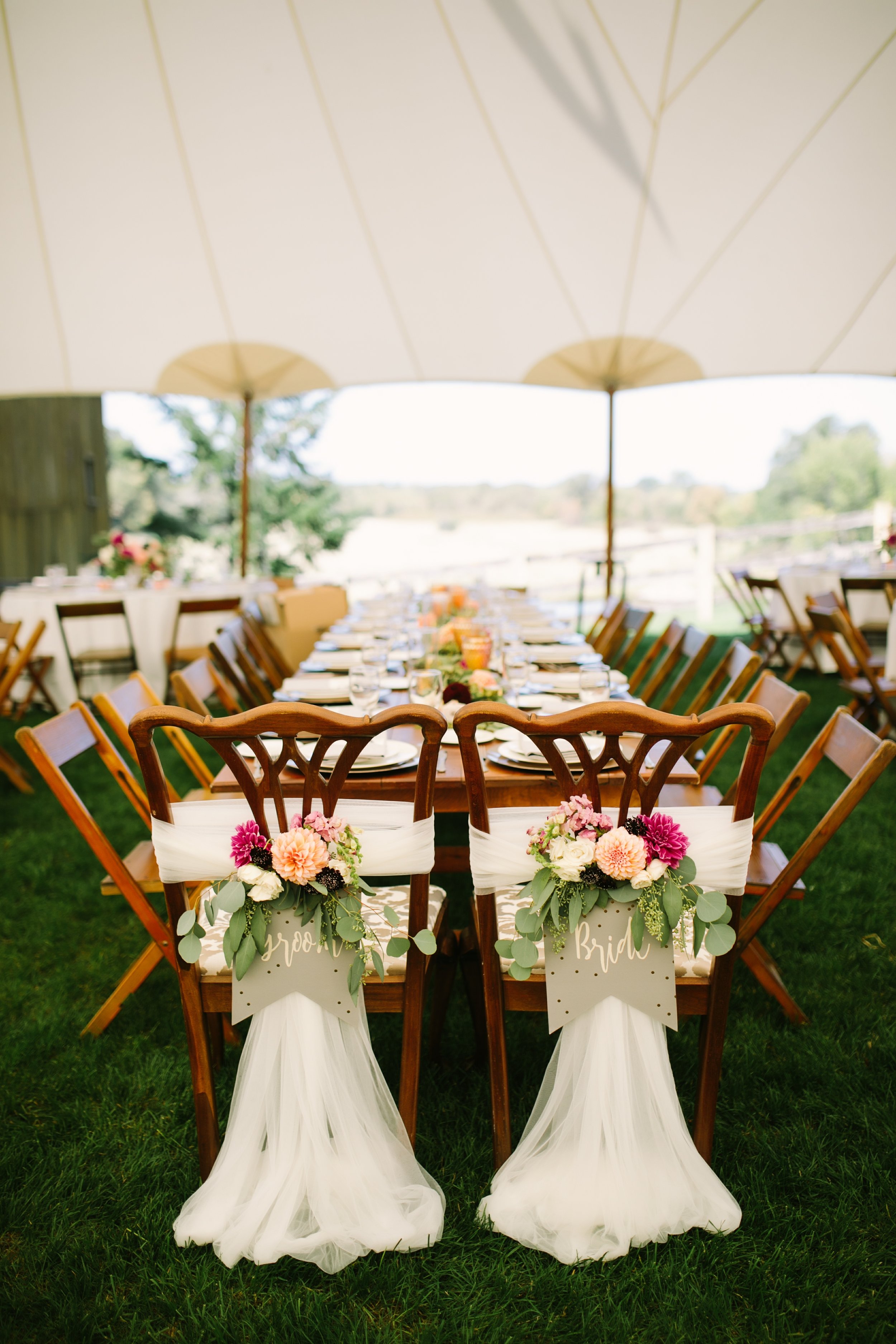 bride and groom chair decor