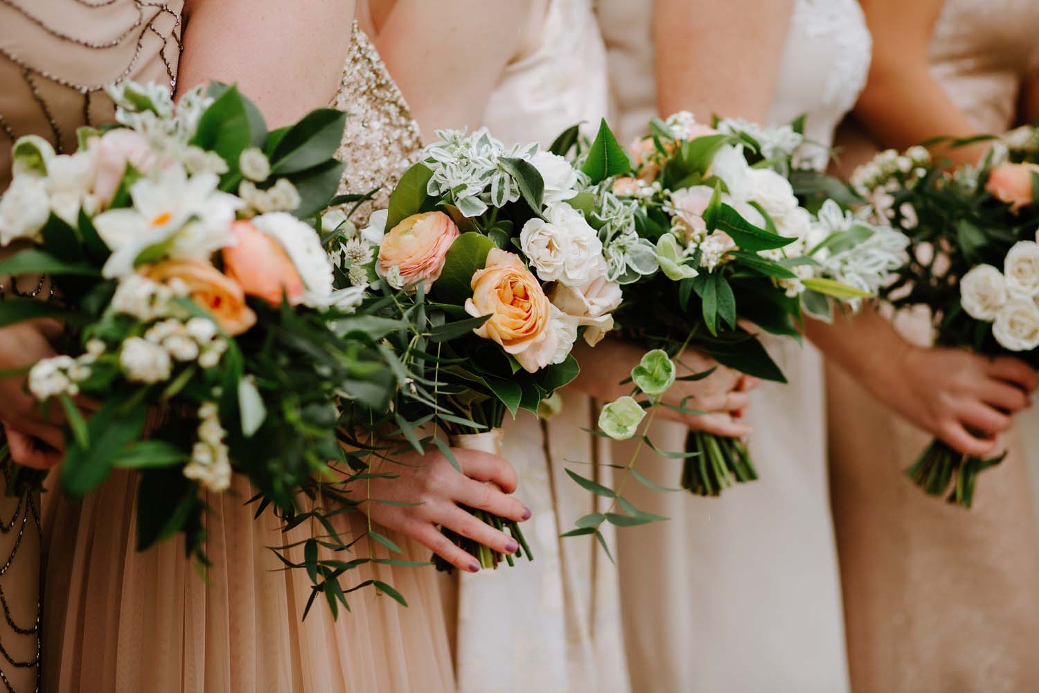 blush peach ivory wedding flowers