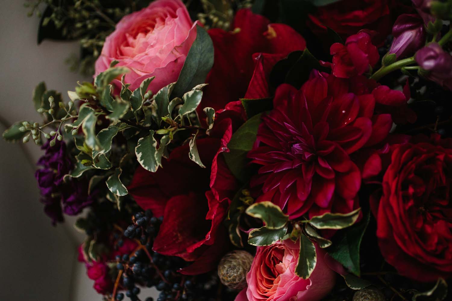 cranberry red wedding flowers