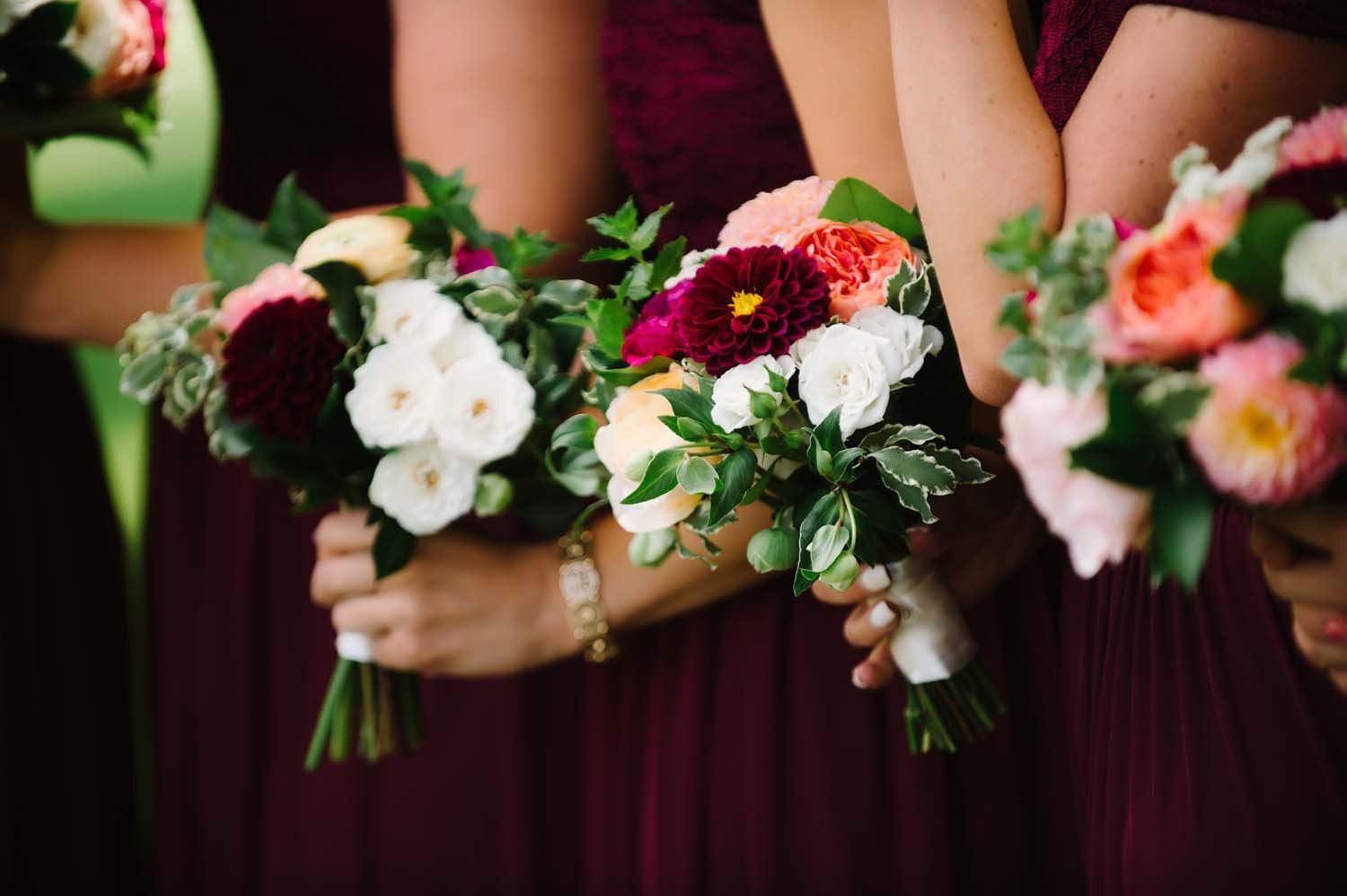 Cornman farms bridesmaids in burgundy