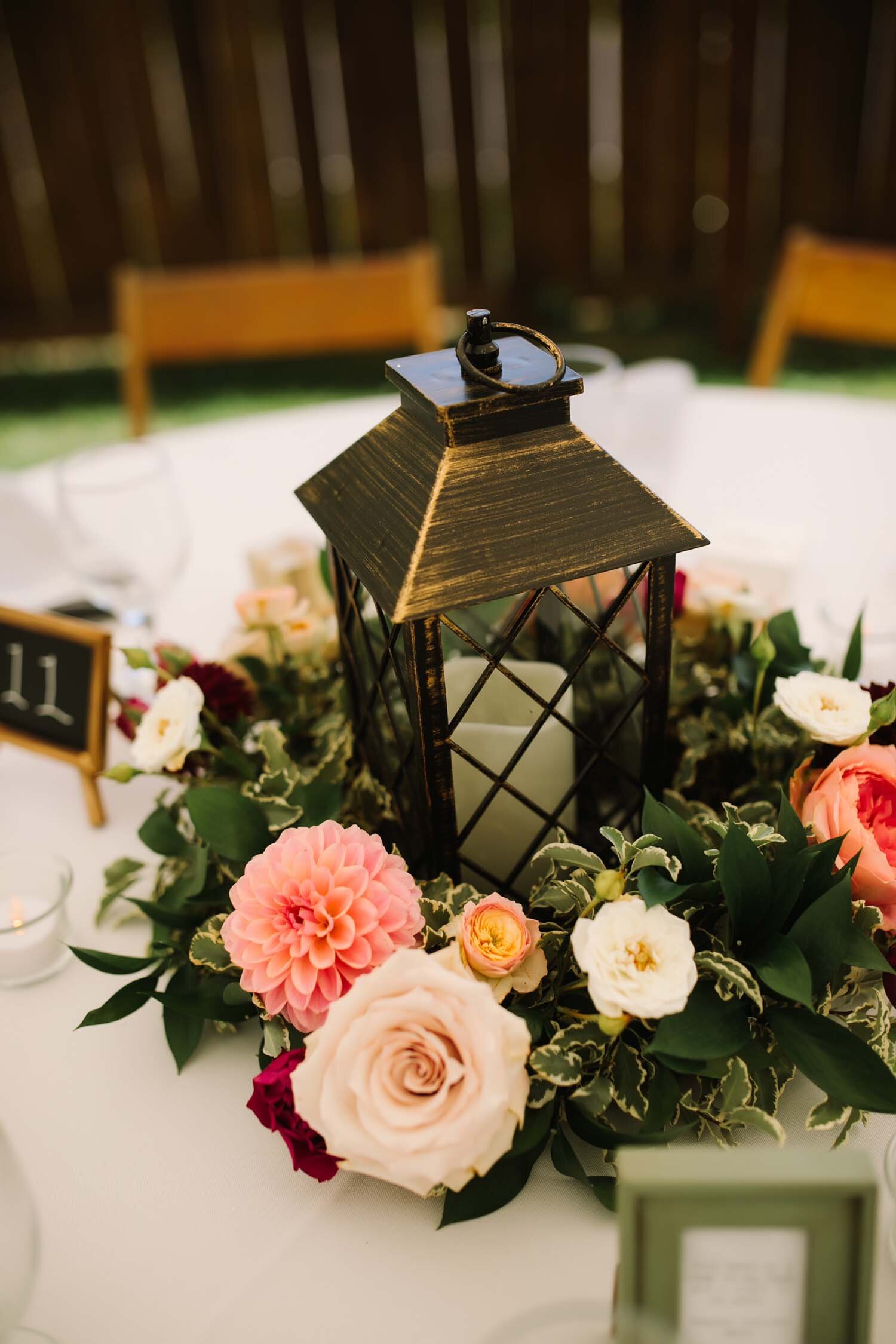 Misty farm reception centerpieces