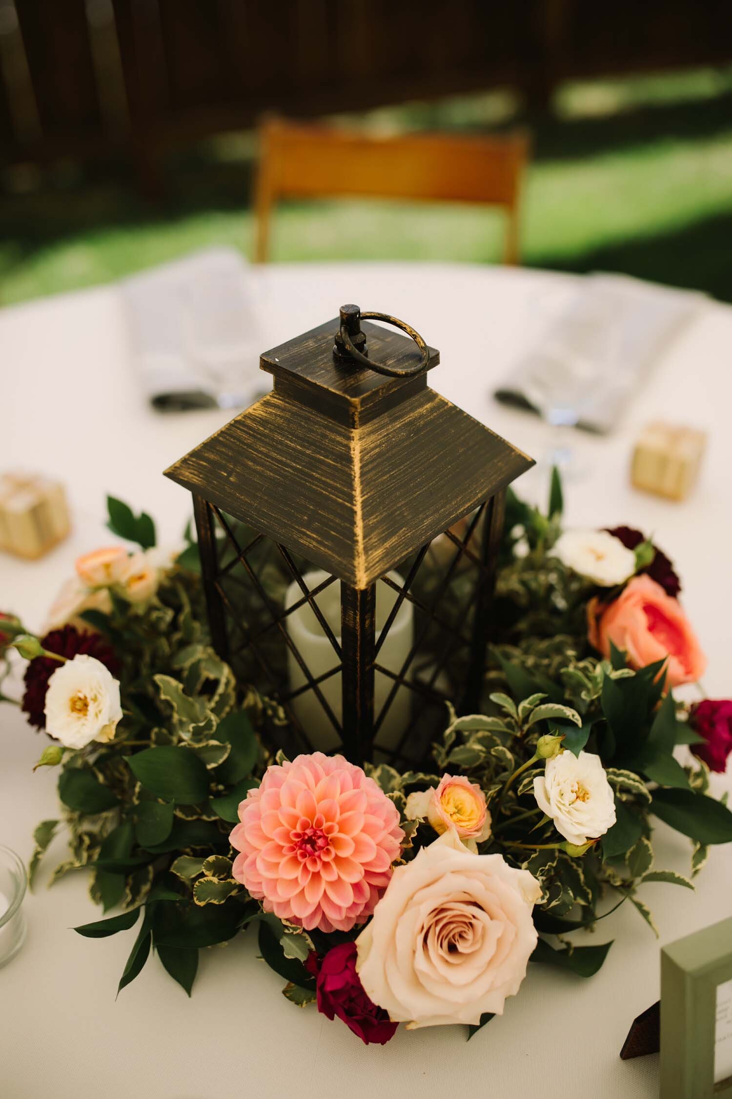 Frutig farm reception centerpieces