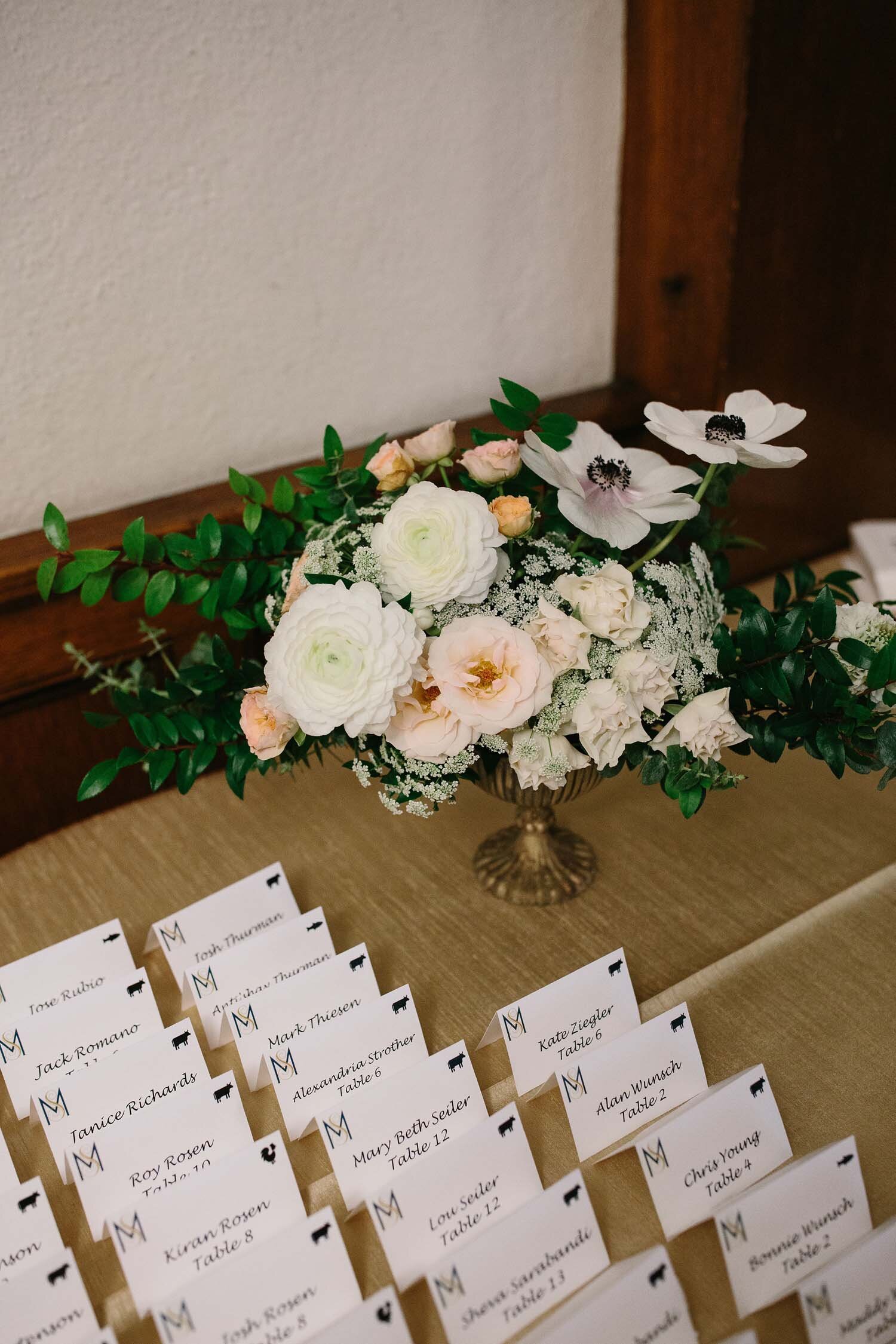 Welcome table flowers