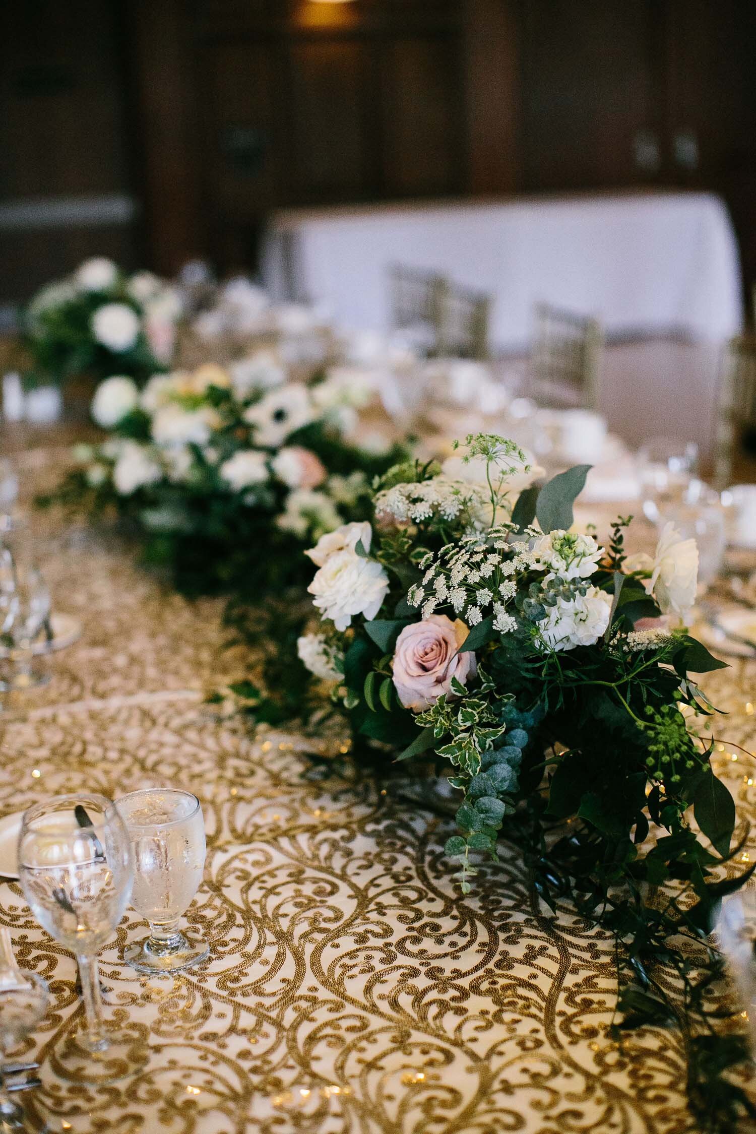 Gold sequin linen for reception at the Michigan League