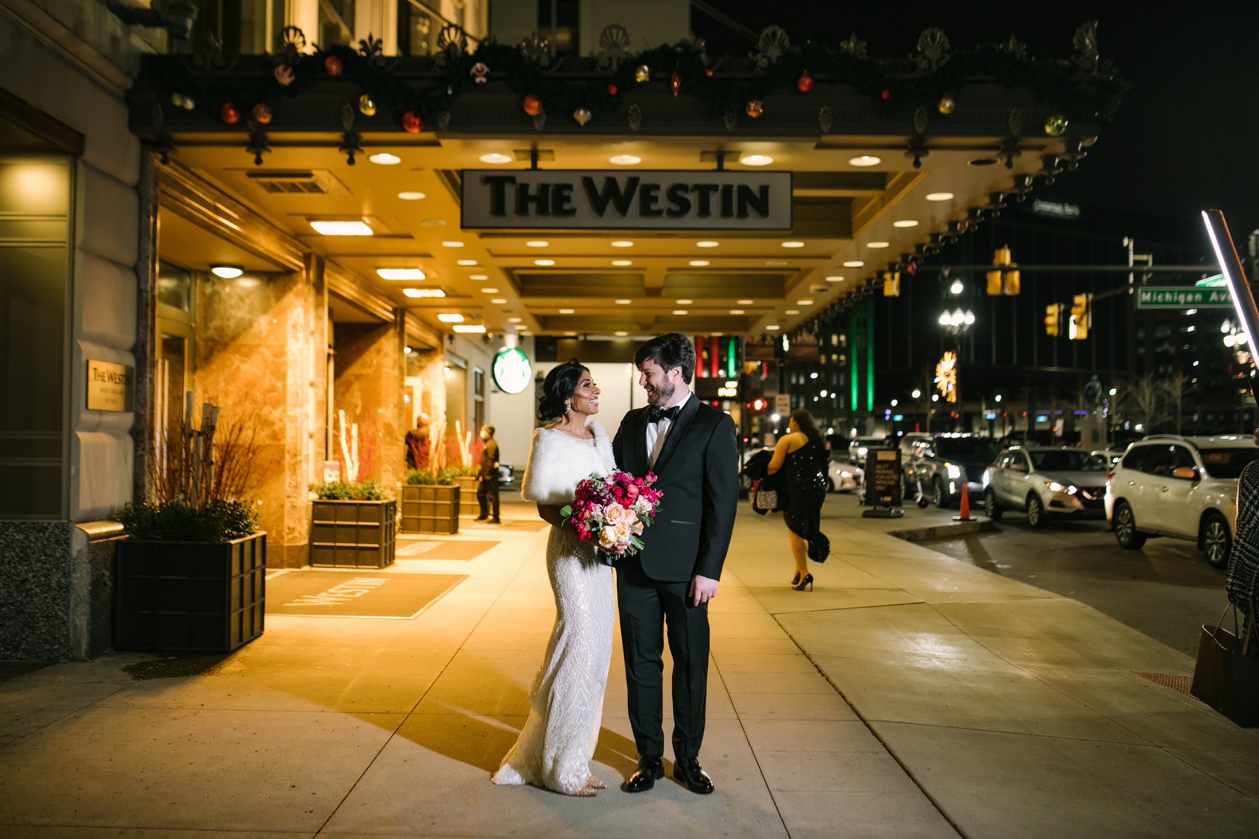 Downtown Detroit winter wedding