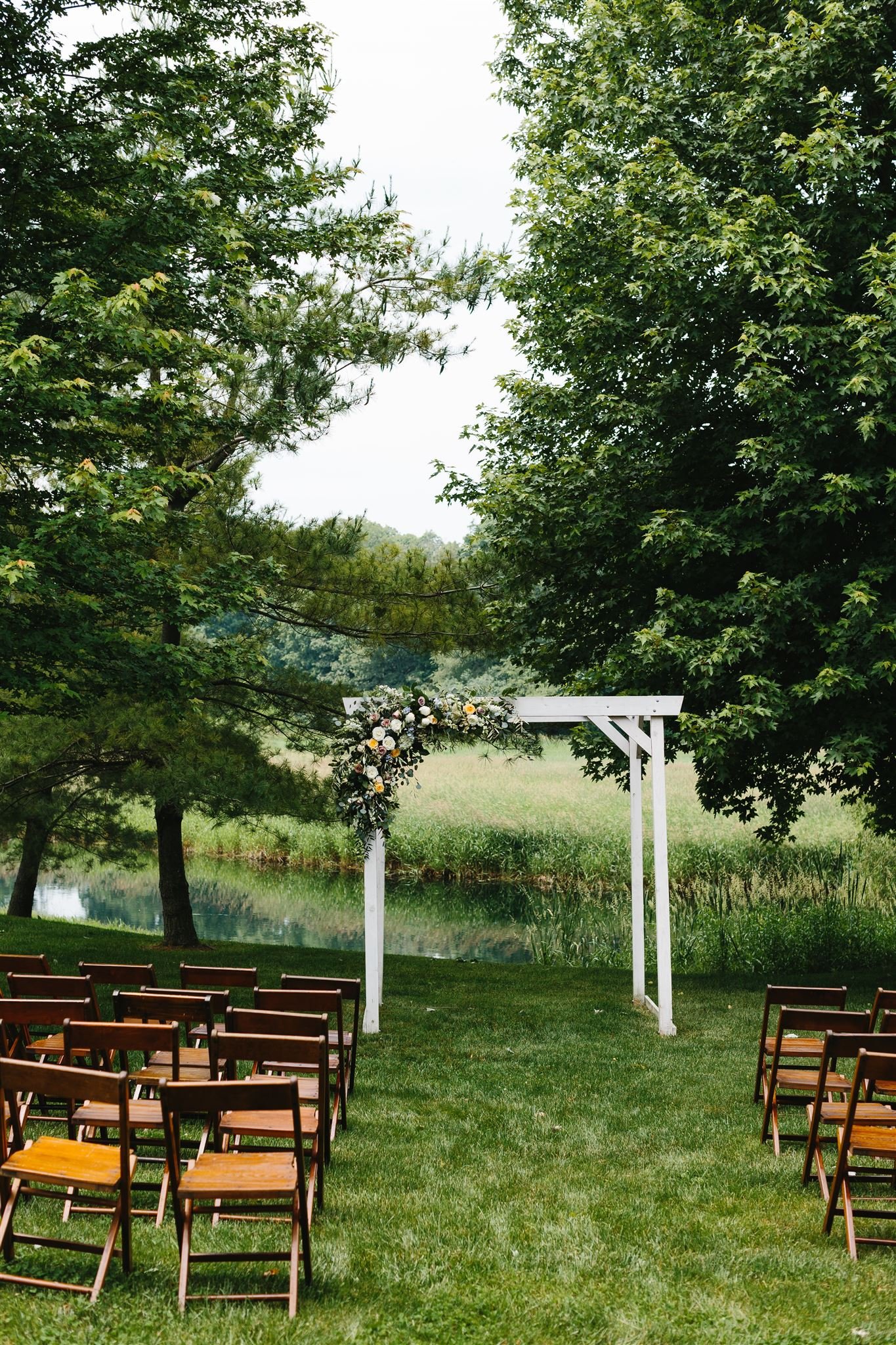 Frutig farm misty farm wedding ceremony arch