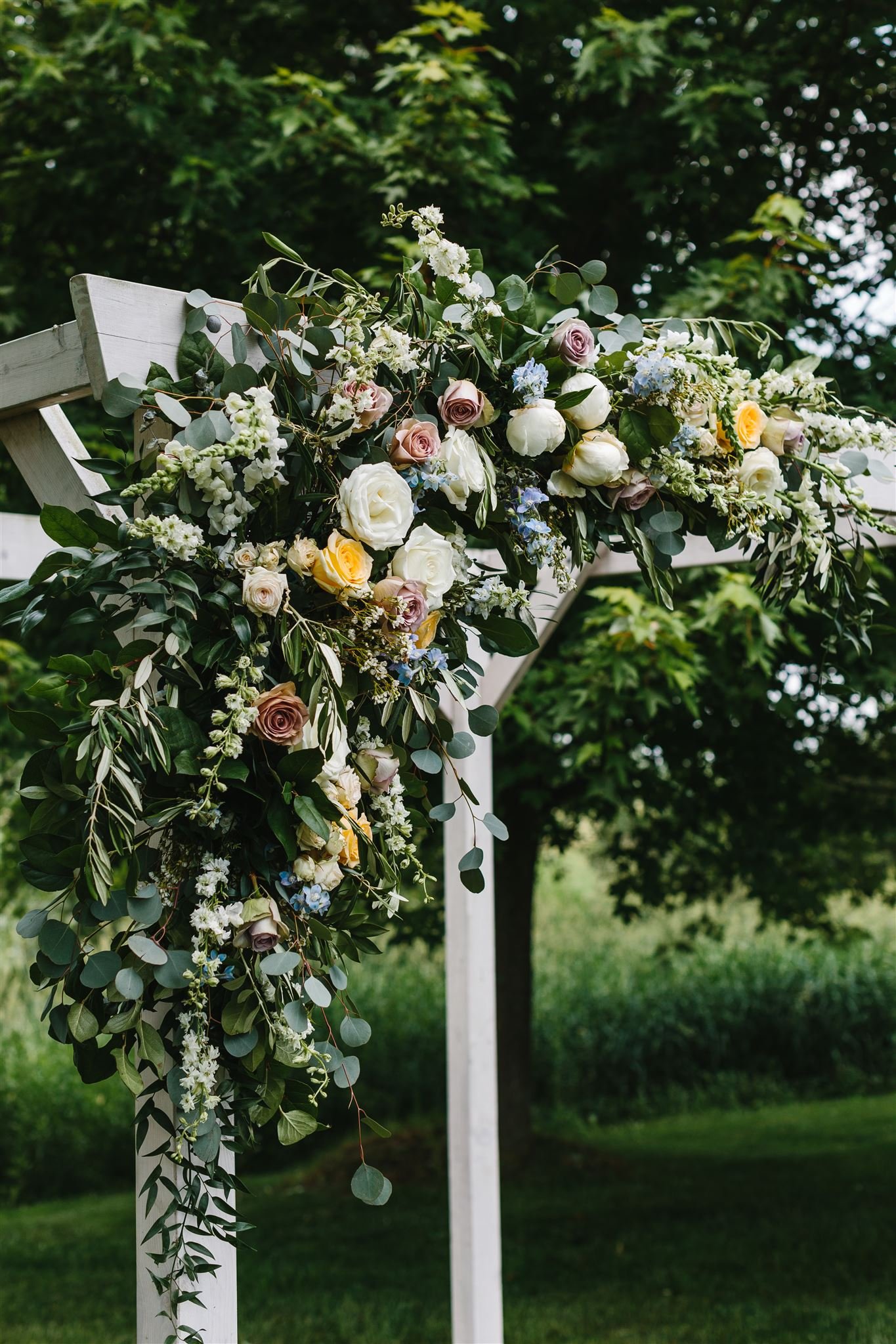 Misty farms wedding arch flowers