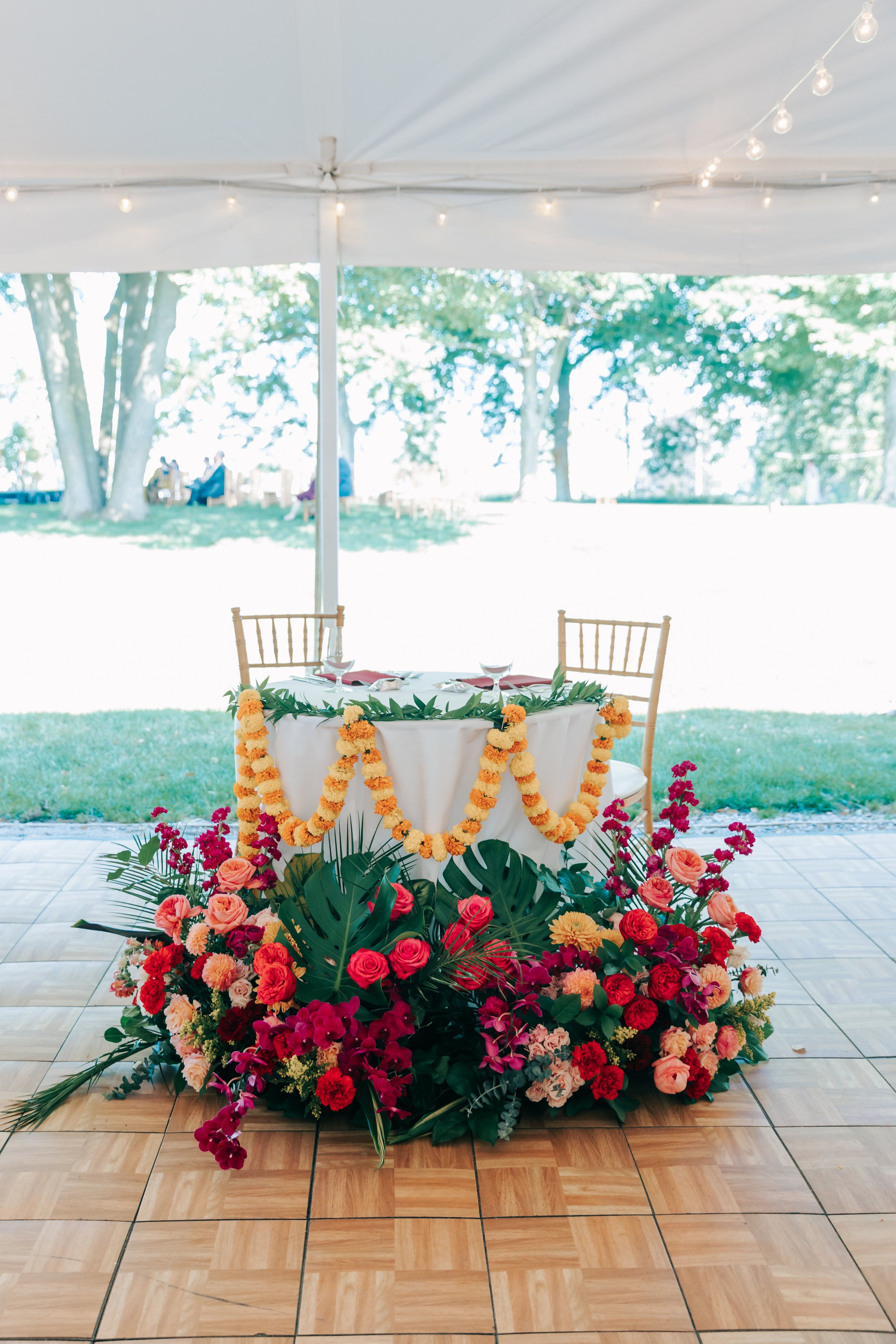 Sweetheart table cornman farms wedding