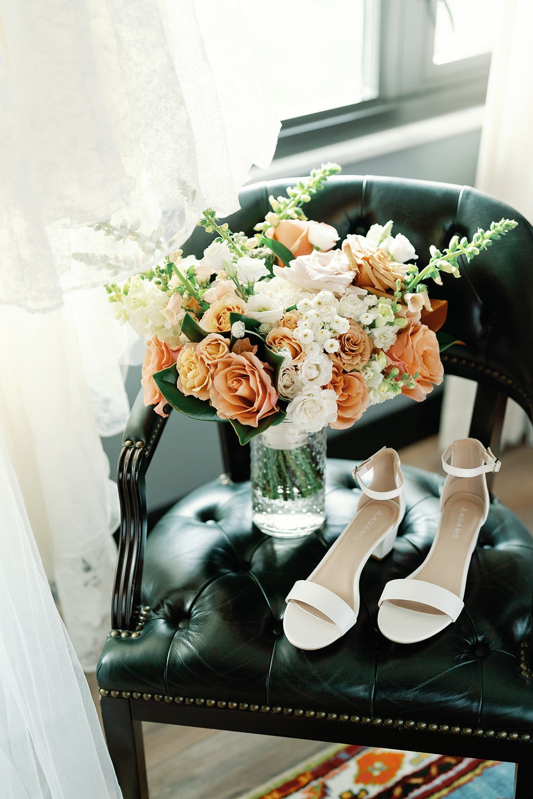 Terracotta and white wedding flowers