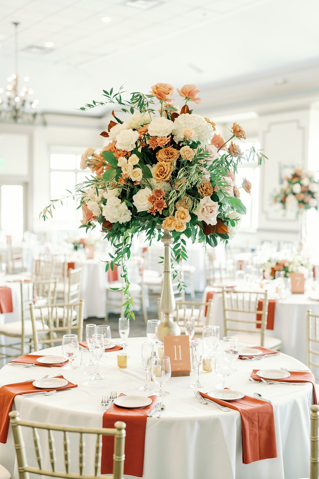 Polo fields wedding centerpieces