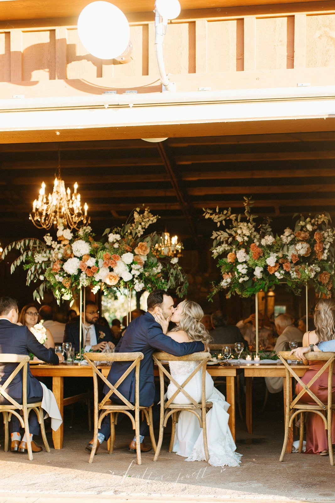 Frutig Farm wedding barn reception flowers