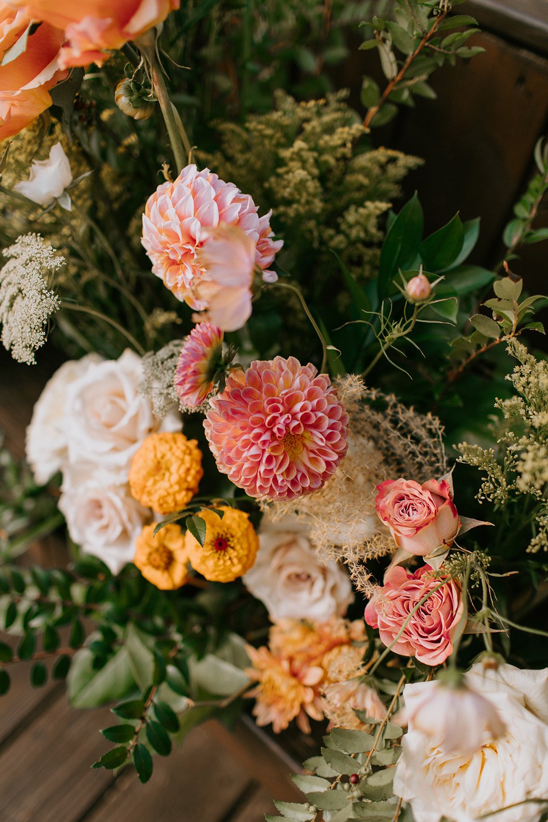 Autumn wedding flowers with dahlias