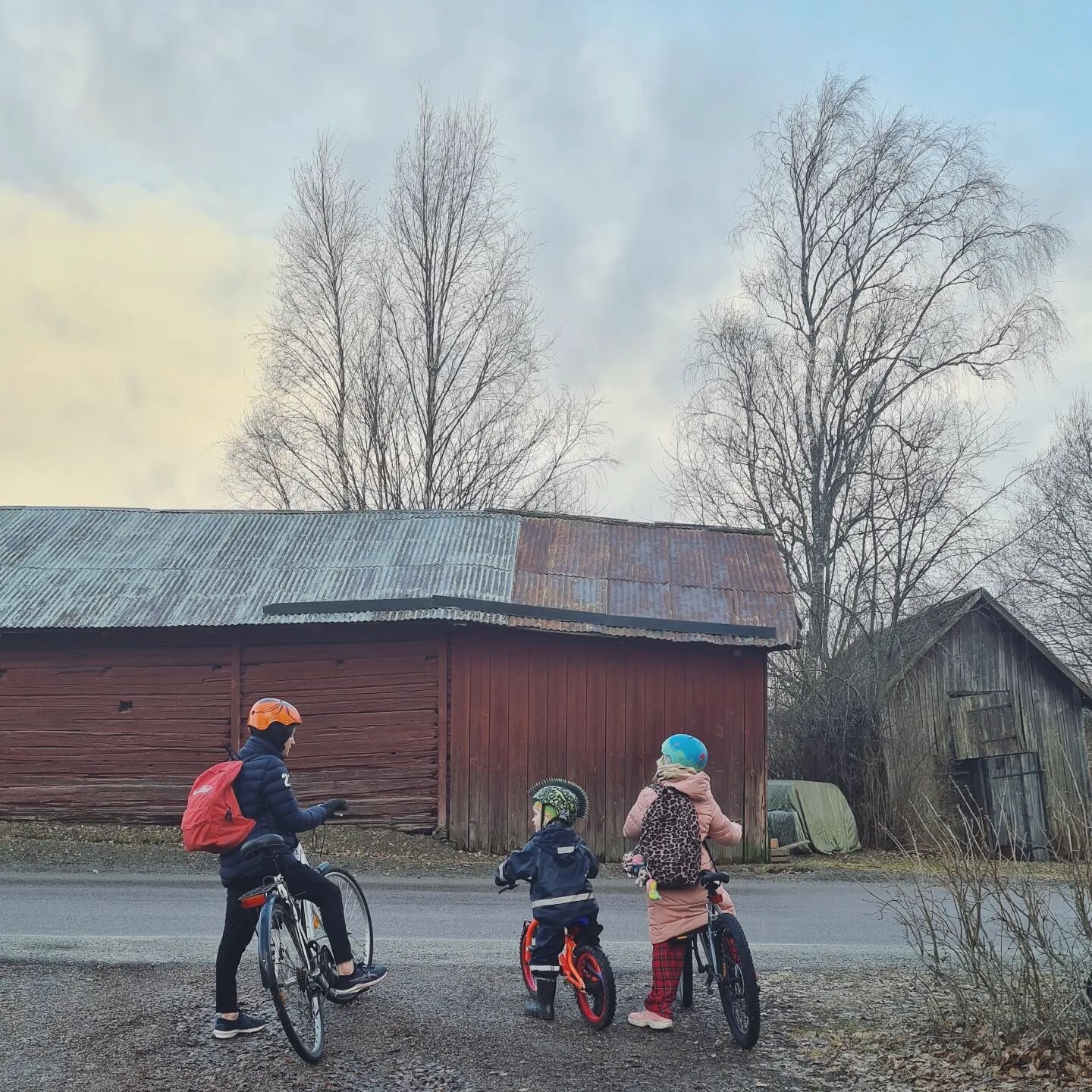 Now, this is a sure sign of spring 🚲

The freedom that clear roads and warmer weather bring is pretty unbeatable. The kids feel so free, and now we have finally arrived at the phase of life where all three kids have the energy and strength to bike t