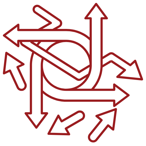 Red arrows pointing different directions, indicating chaos