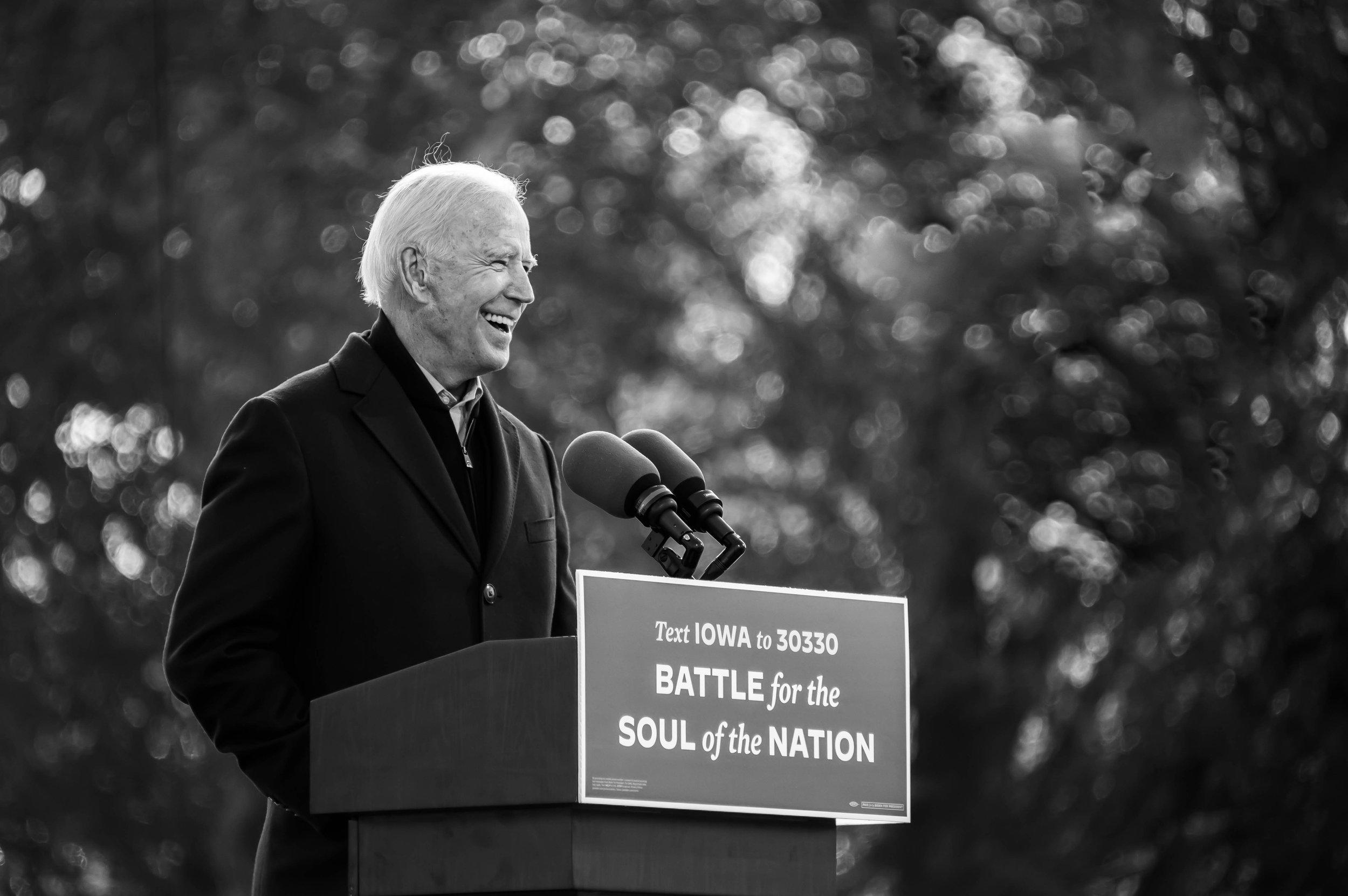 Joe Biden at a presidential campaign rally in Iowa, 2020