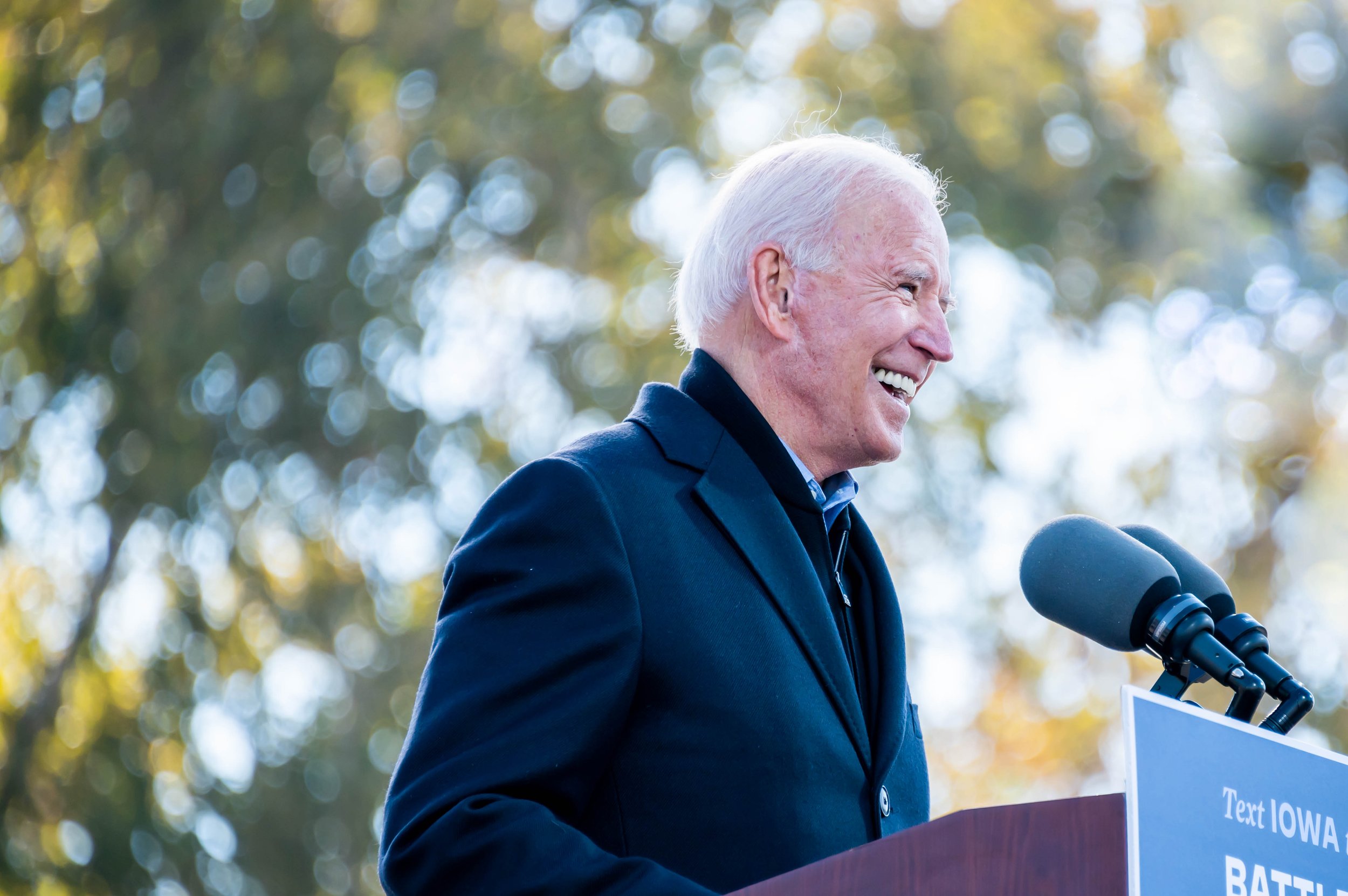 Joe Biden at a presidential campaign rally in Iowa, 2020