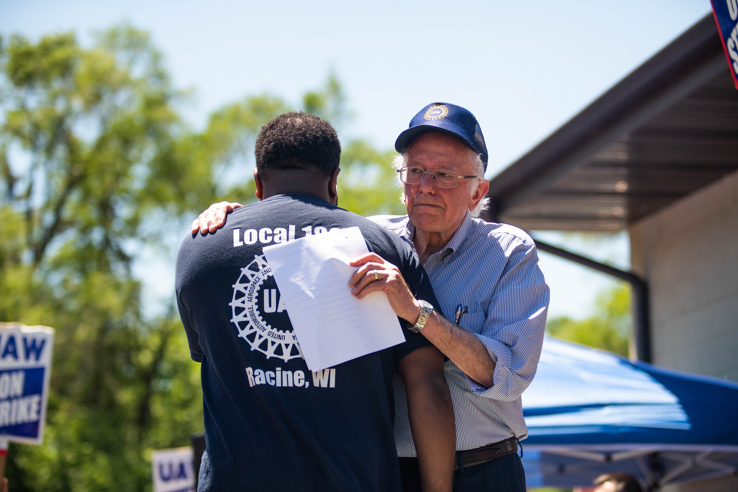 U.S. Senator Bernie Sanders campaigns at a rally for UAW in Racine, Wisconsin, 2022