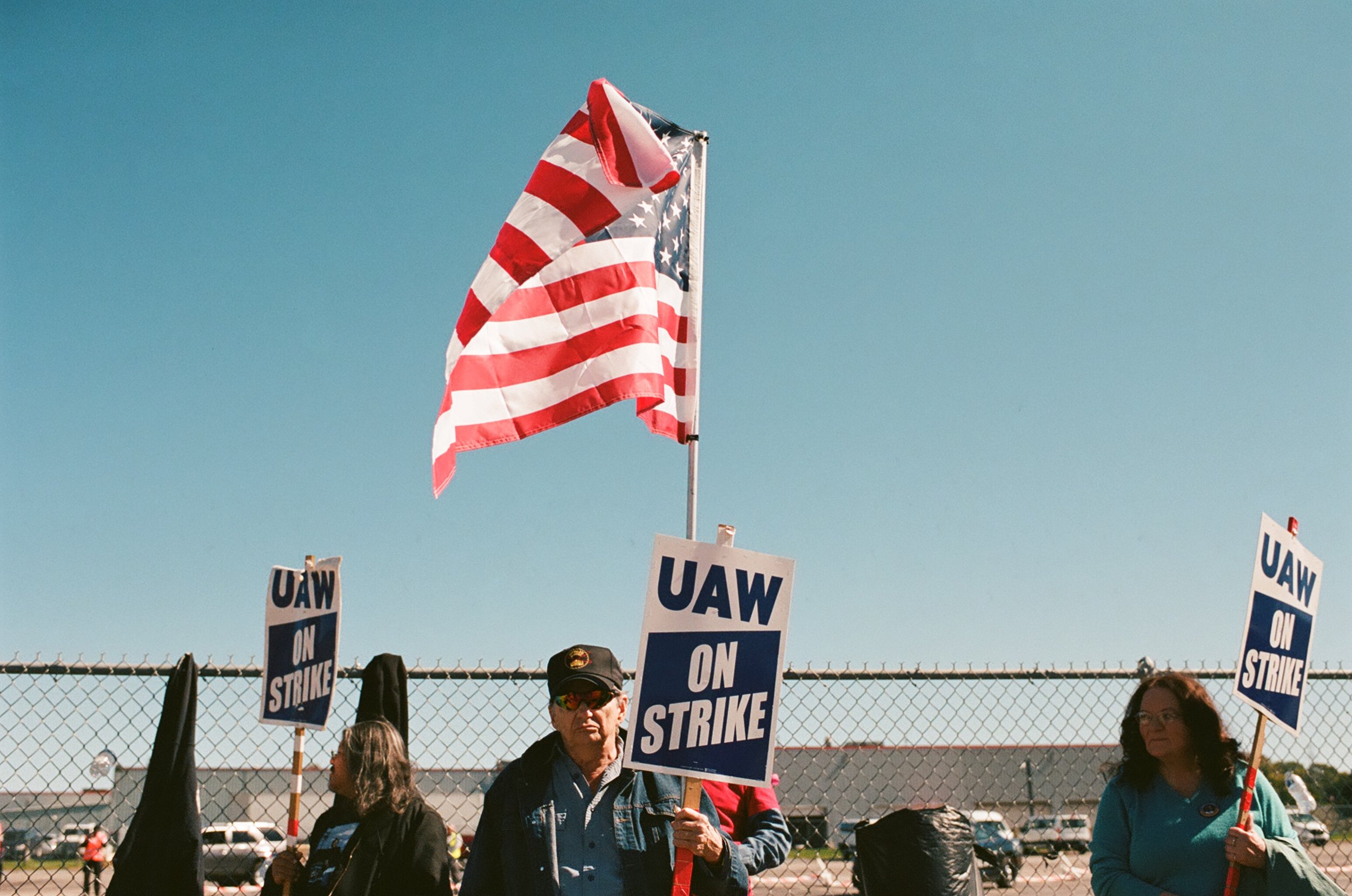 UAW labor union member on strike from CNH captured on film in Wisconsin, 2022