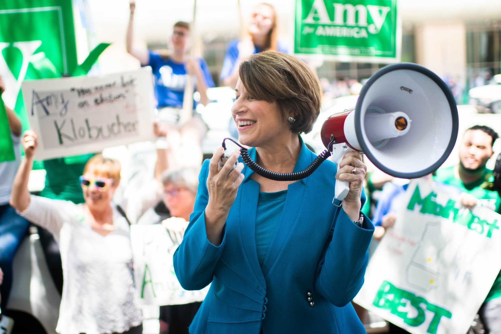 U.S. Senator Amy Klobuchar at the Iowa Democratic Party's Hall of Fame event in Cedar Rapids, Iowa, 2019