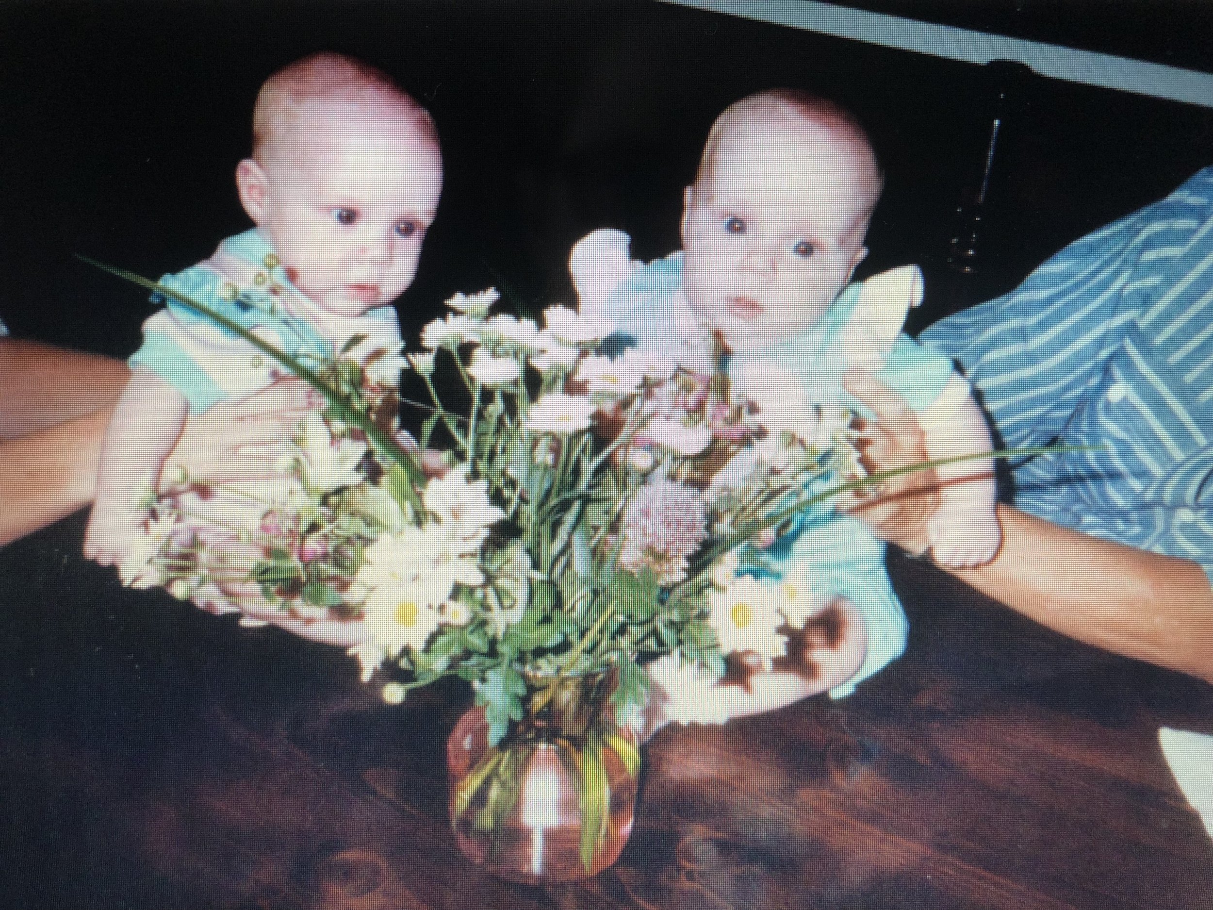 My sister and I getting all googly-eyed at this centerpiece