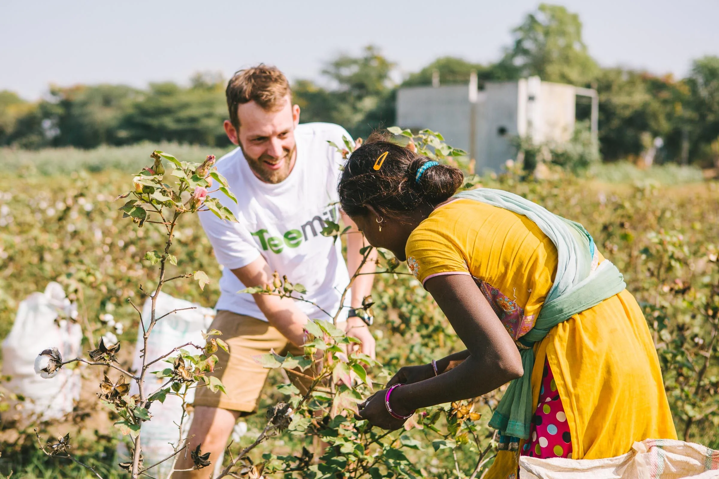Rapanui visiting organic cotton farmers in India. Picture: Rapanui.