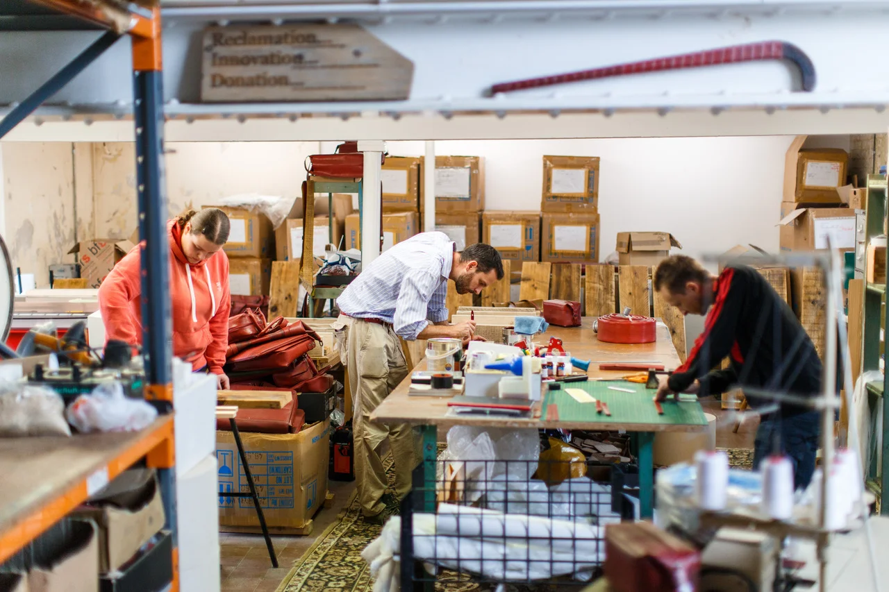 The workshop at Elvis & Kresse’s Kent base. Picture: Elvis & Kresse.
