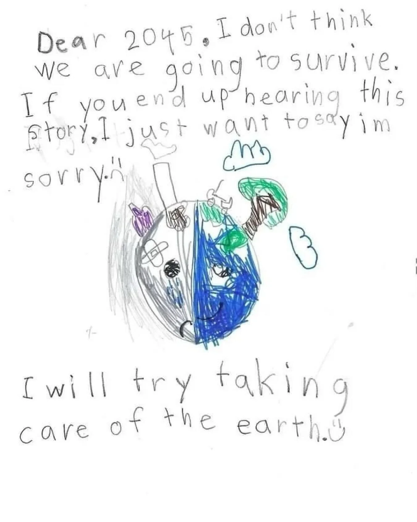 No words, none. I&rsquo;m putting the names of the top 20 most polluting companies in the world in the chat. Please reach out to them with this. 

Posted @withregram &bull; @earthlyeducation A seven year old drew this.⁠
⁠
I want this story to be told
