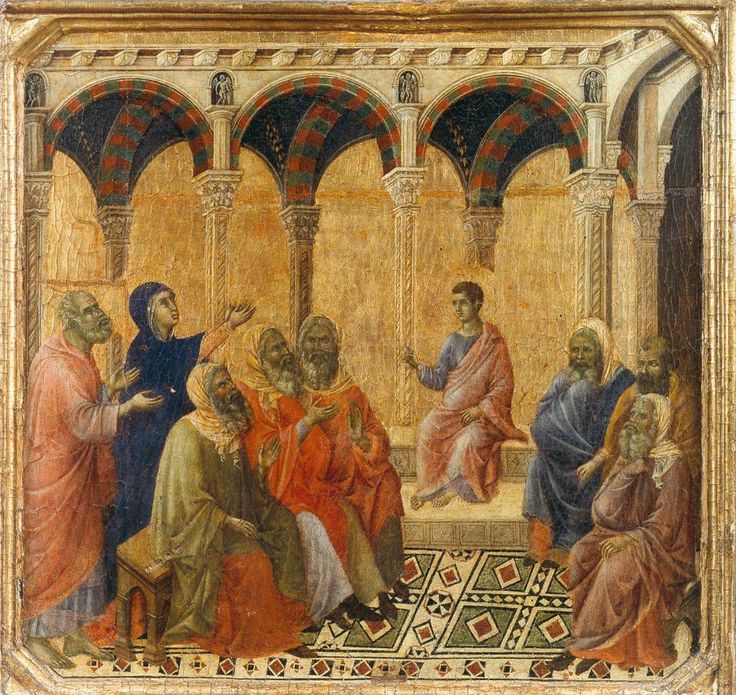 Twelve-year old Jesus teaches in the Temple (Duccio)