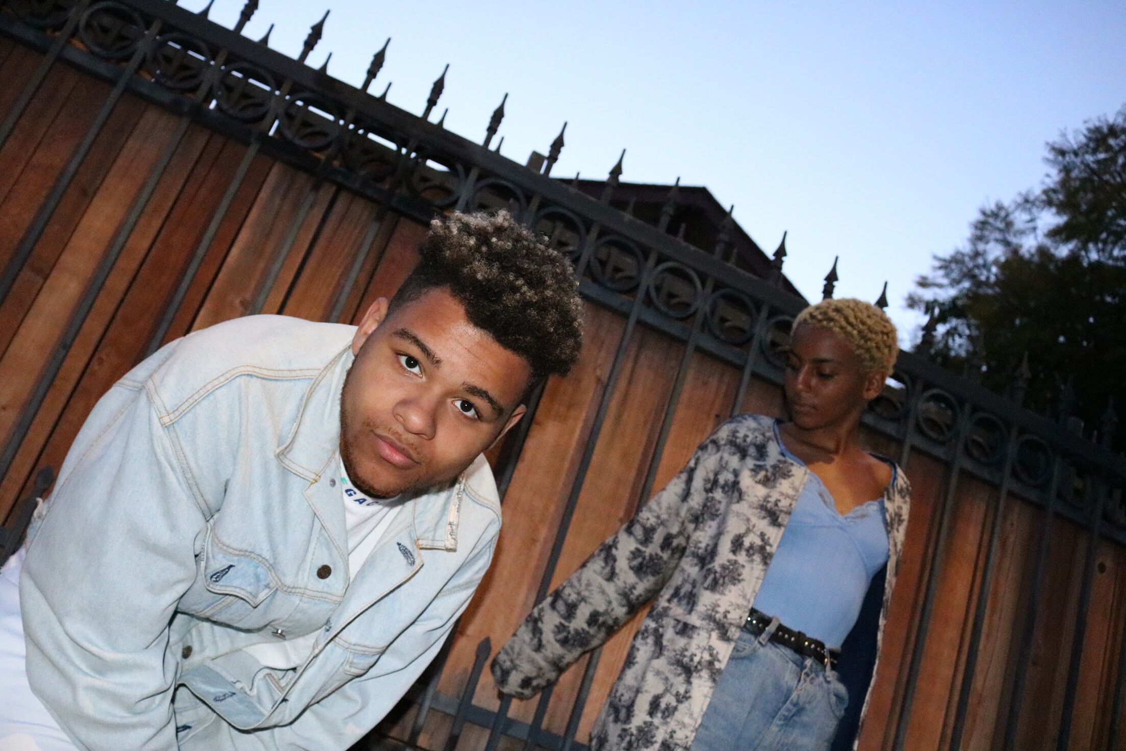 Artists Nate Azari and Diamond Ray outside a Studio on Melrose Ave. during a recording session.