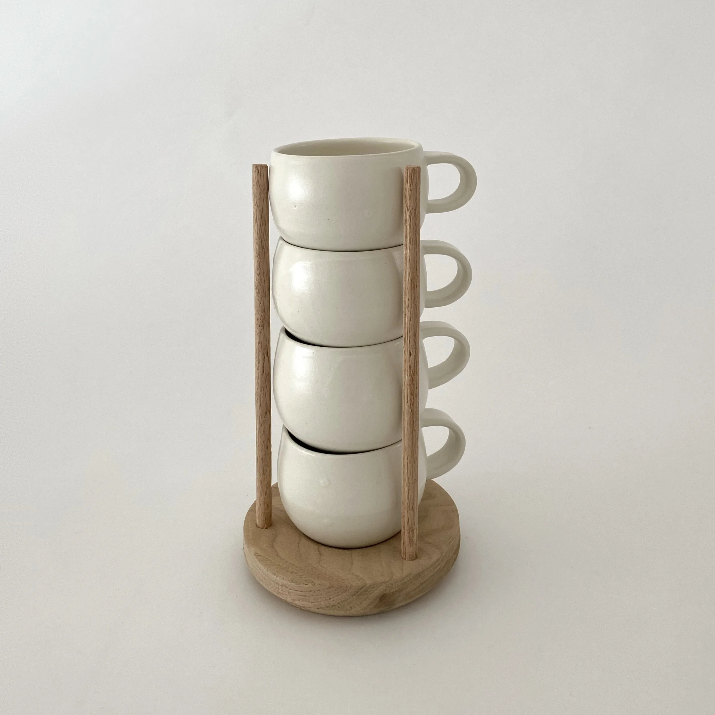 Stacking Mugs with Wood Holder — cylinder studio