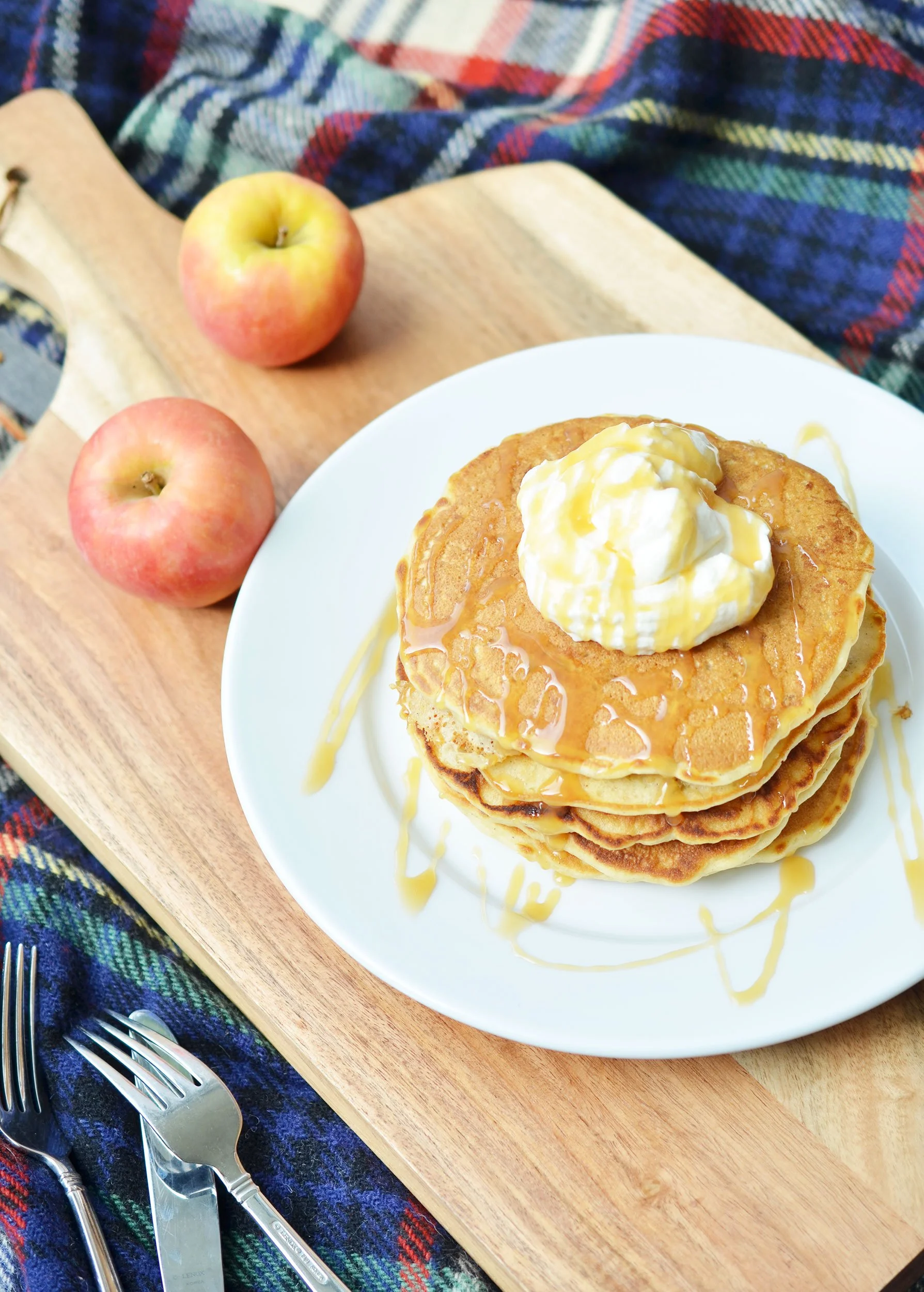Spiced Apple Pancakes with cider caramel