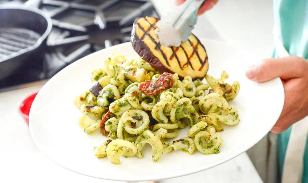 Eggplant Pesto Pasta — Alexandra Hedin Family Friendly Recipes