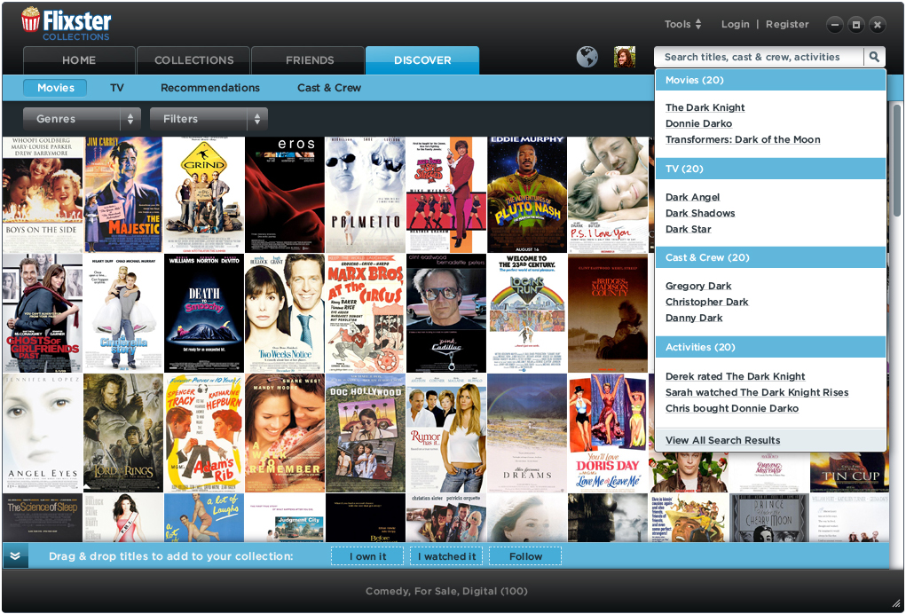 Search for movies to build your collections