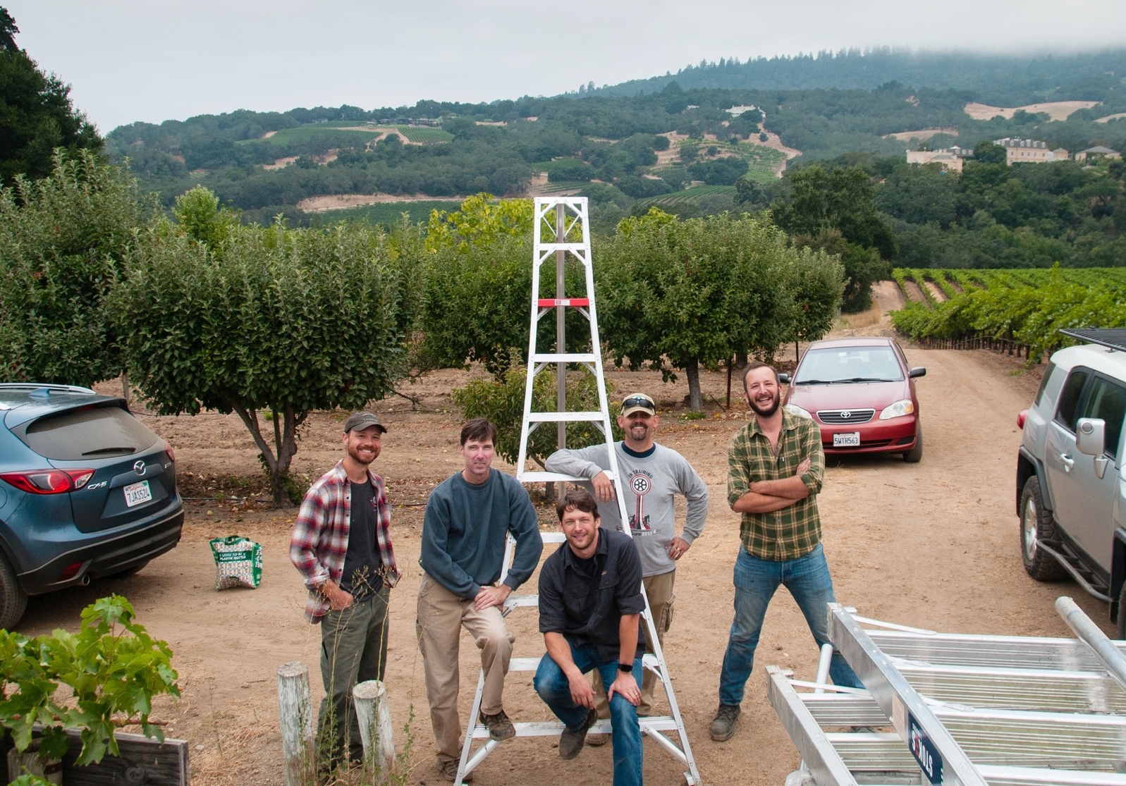 Jason, Jeff, Erik, Jay and Will on a harvest day for the 2017.